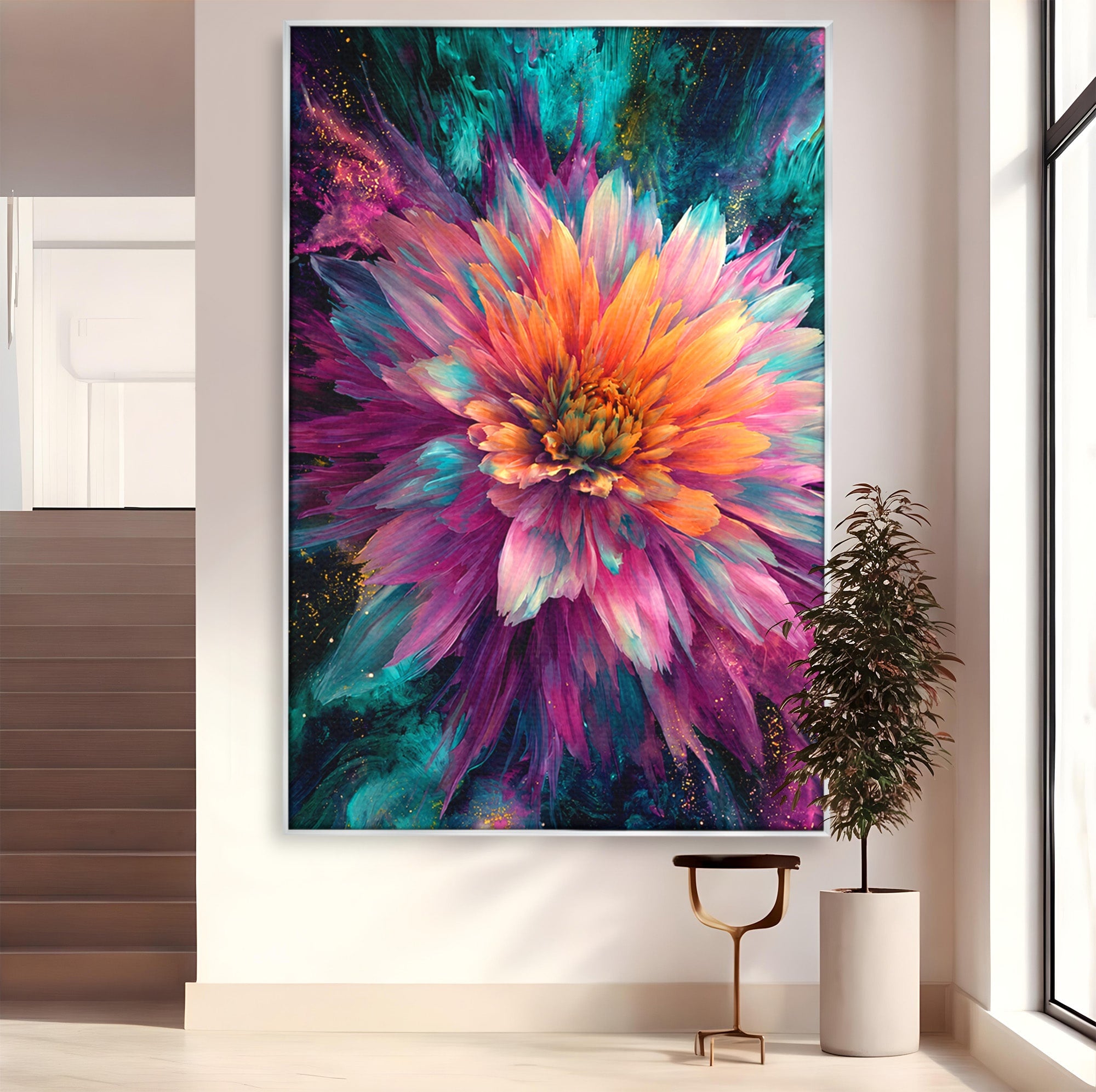 Tablou Canvas Premium LuxCanva® A1790, Floare Cosmica, Floare, Abstract, Natura, Living, Dormitor, Culori Vibrante