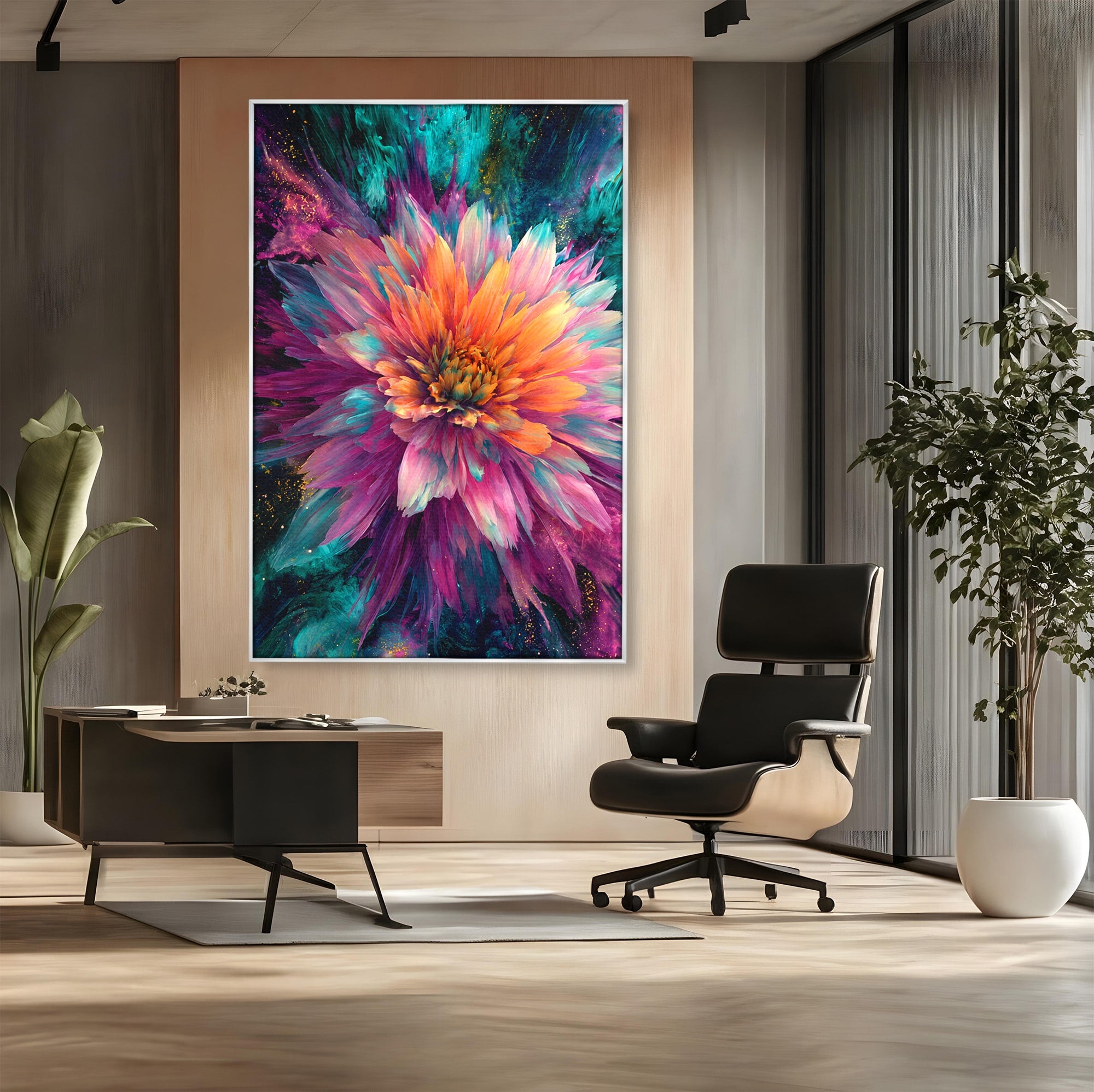 Tablou Canvas Premium LuxCanva® A1790, Floare Cosmica, Floare, Abstract, Natura, Living, Dormitor, Culori Vibrante