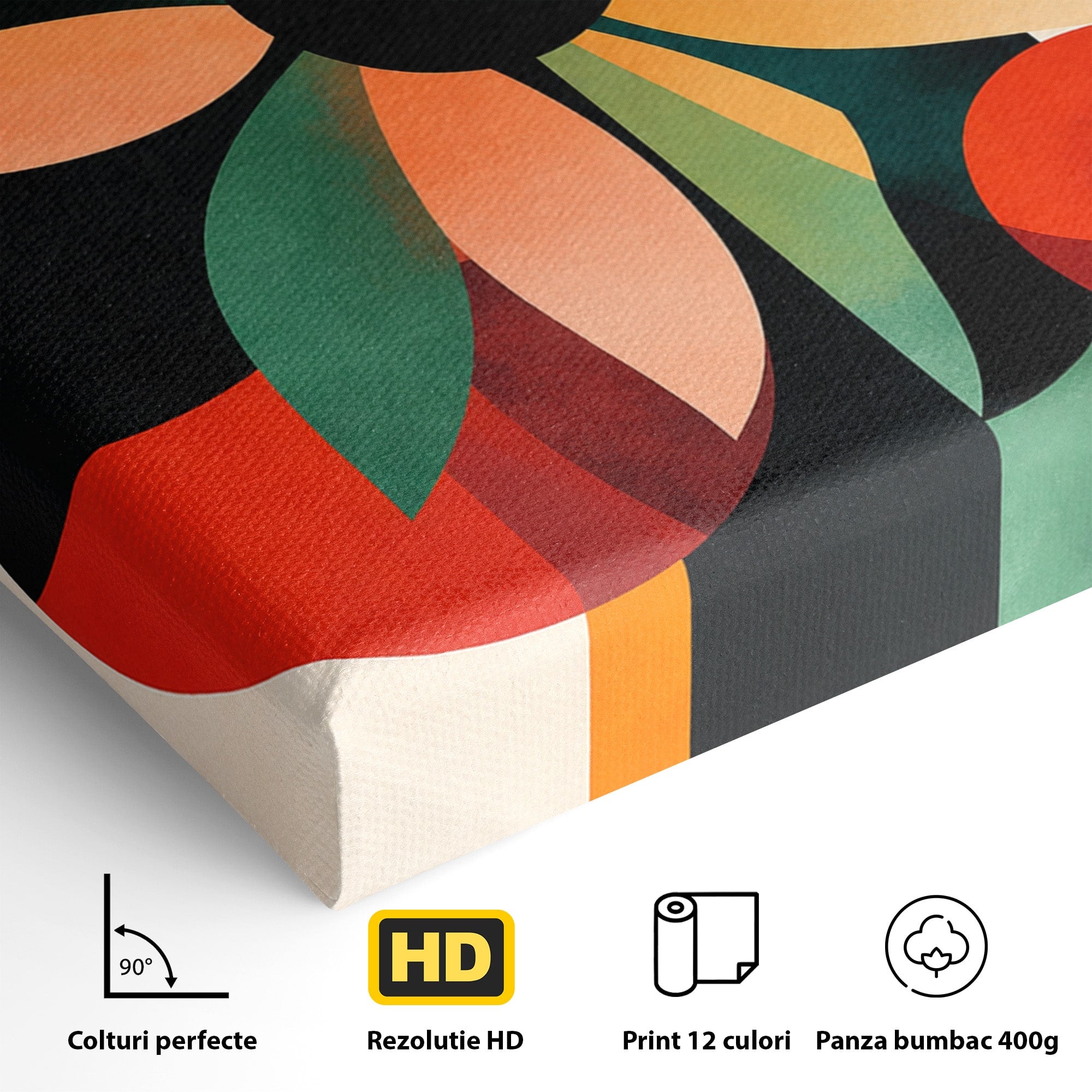 Tablou Canvas Premium LuxCanva® A1791, Floare Abstracta Geometrica, Floare, Abstract, Geometric, Modern, Living, Culori Vibrante