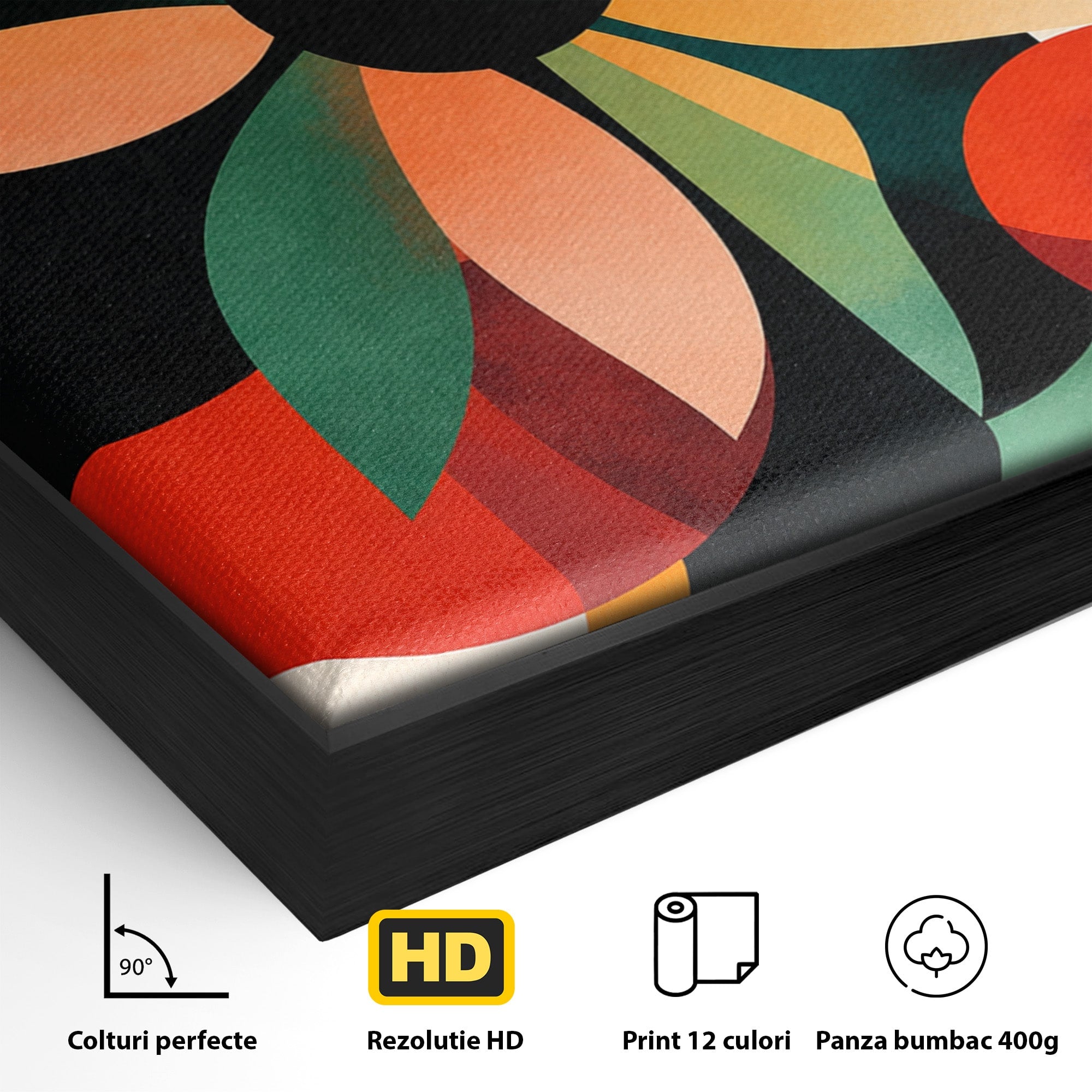 Tablou Canvas Premium LuxCanva® A1791, Floare Abstracta Geometrica, Floare, Abstract, Geometric, Modern, Living, Culori Vibrante