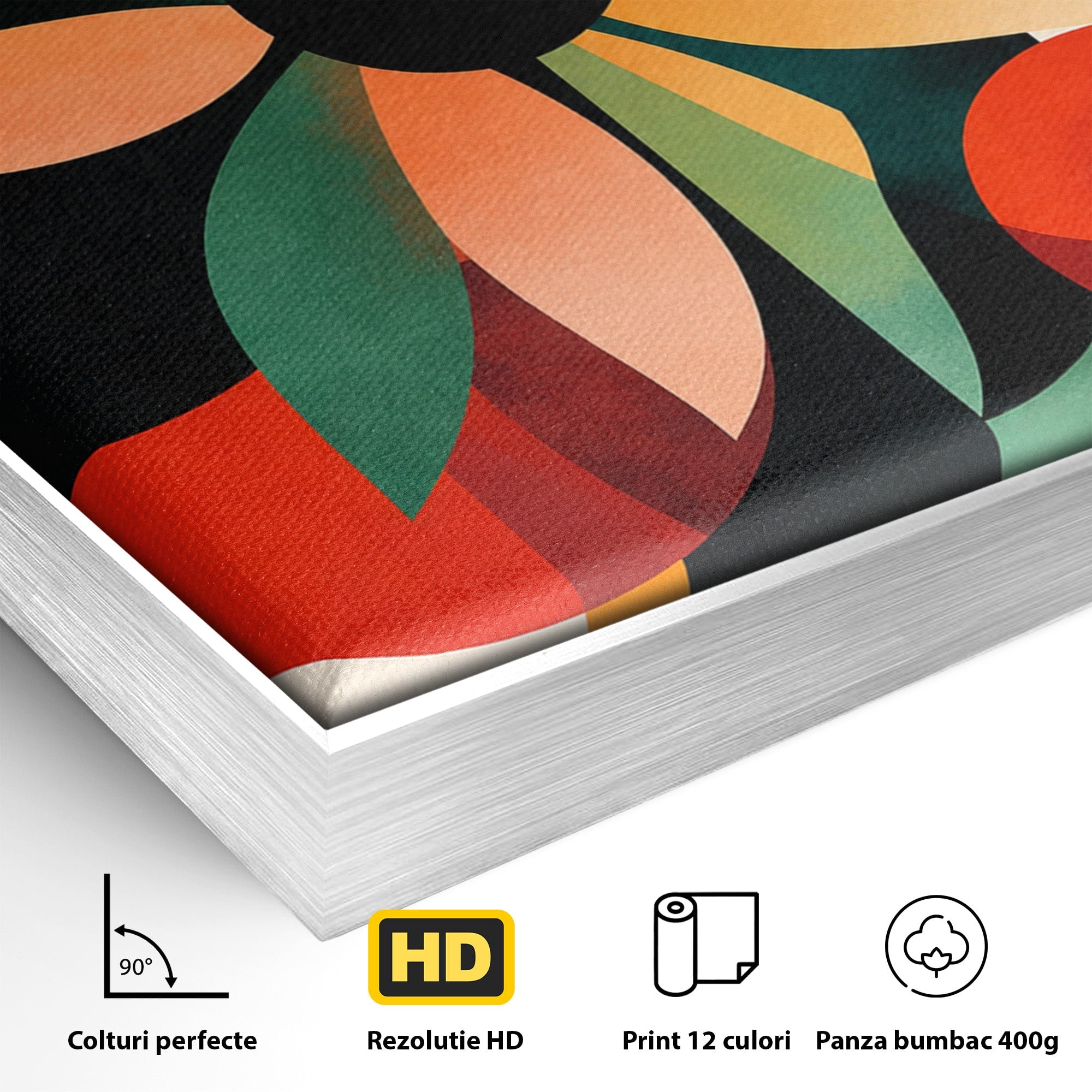Tablou Canvas Premium LuxCanva® A1791, Floare Abstracta Geometrica, Floare, Abstract, Geometric, Modern, Living, Culori Vibrante