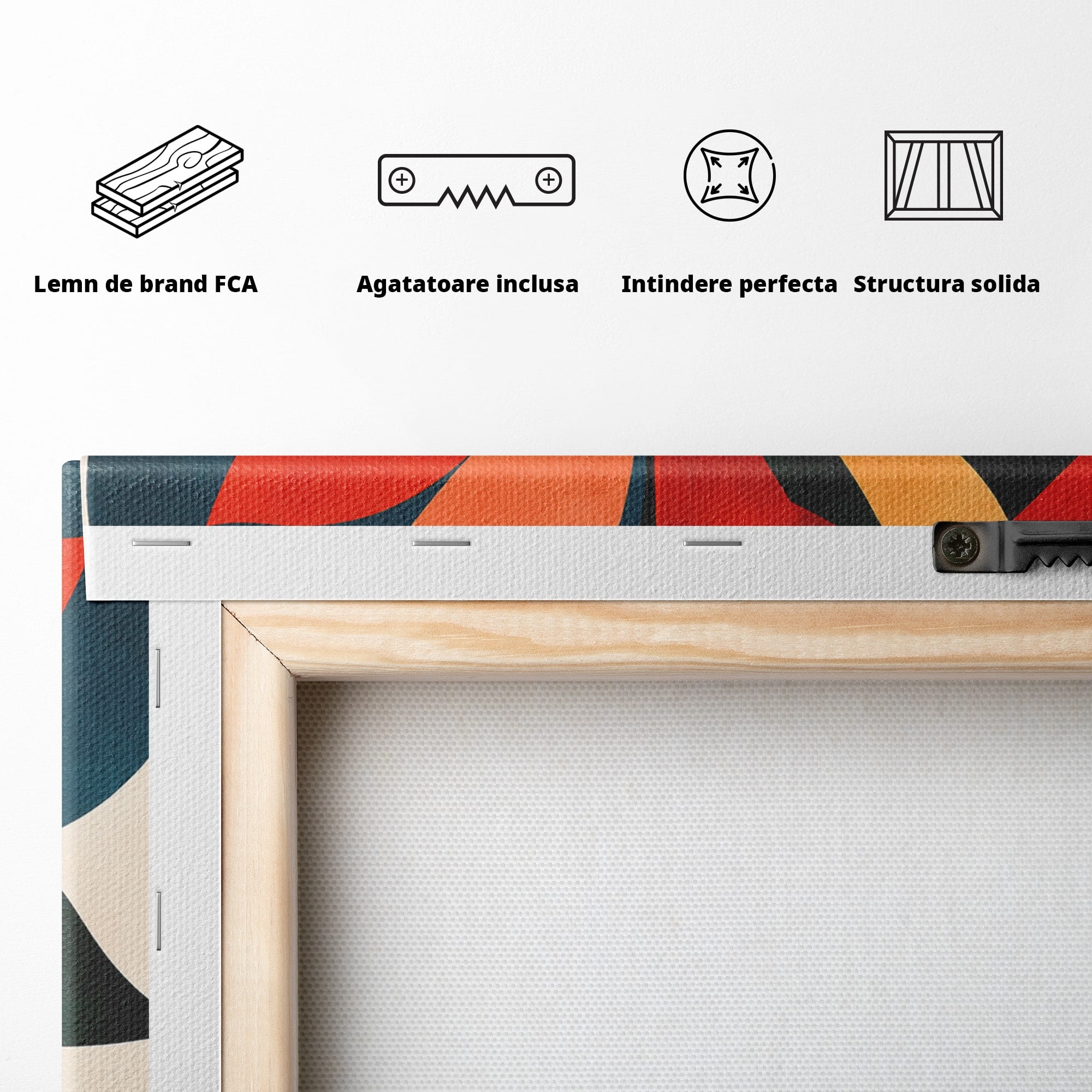 Tablou Canvas Premium LuxCanva® A1791, Floare Abstracta Geometrica, Floare, Abstract, Geometric, Modern, Living, Culori Vibrante