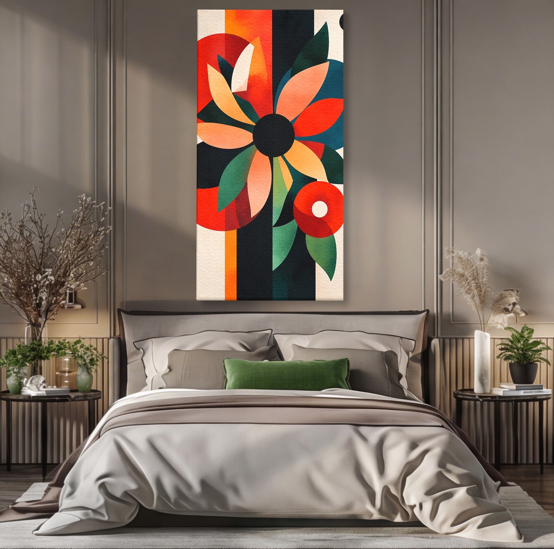 Tablou Canvas Premium LuxCanva® A1791, Floare Abstracta Geometrica, Floare, Abstract, Geometric, Modern, Living, Culori Vibrante