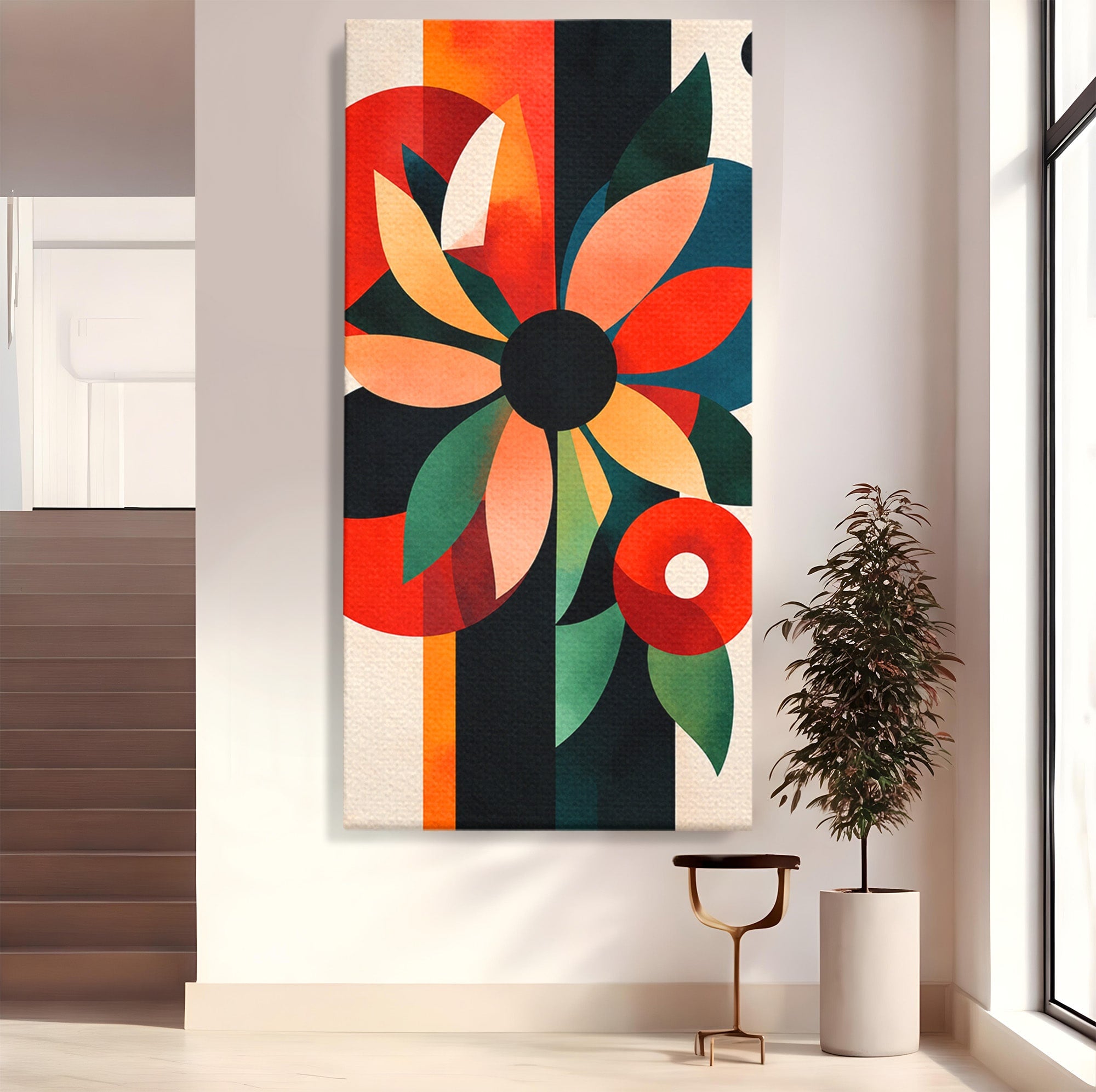 Tablou Canvas Premium LuxCanva® A1791, Floare Abstracta Geometrica, Floare, Abstract, Geometric, Modern, Living, Culori Vibrante