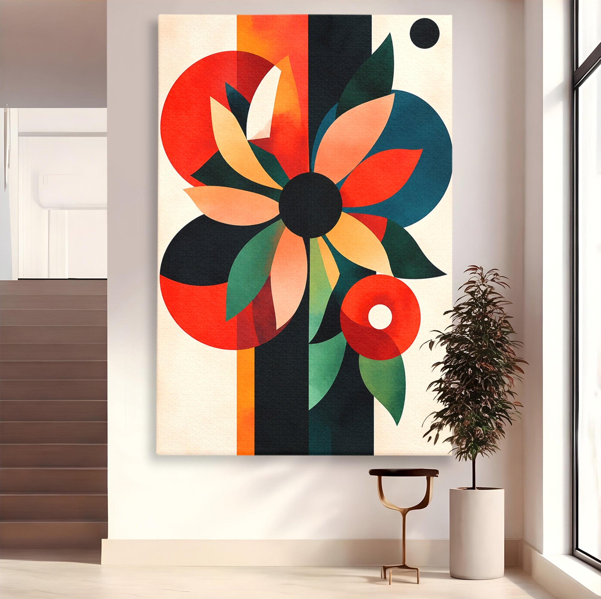 Tablou Canvas Premium LuxCanva® A1791, Floare Abstracta Geometrica, Floare, Abstract, Geometric, Modern, Living, Culori Vibrante