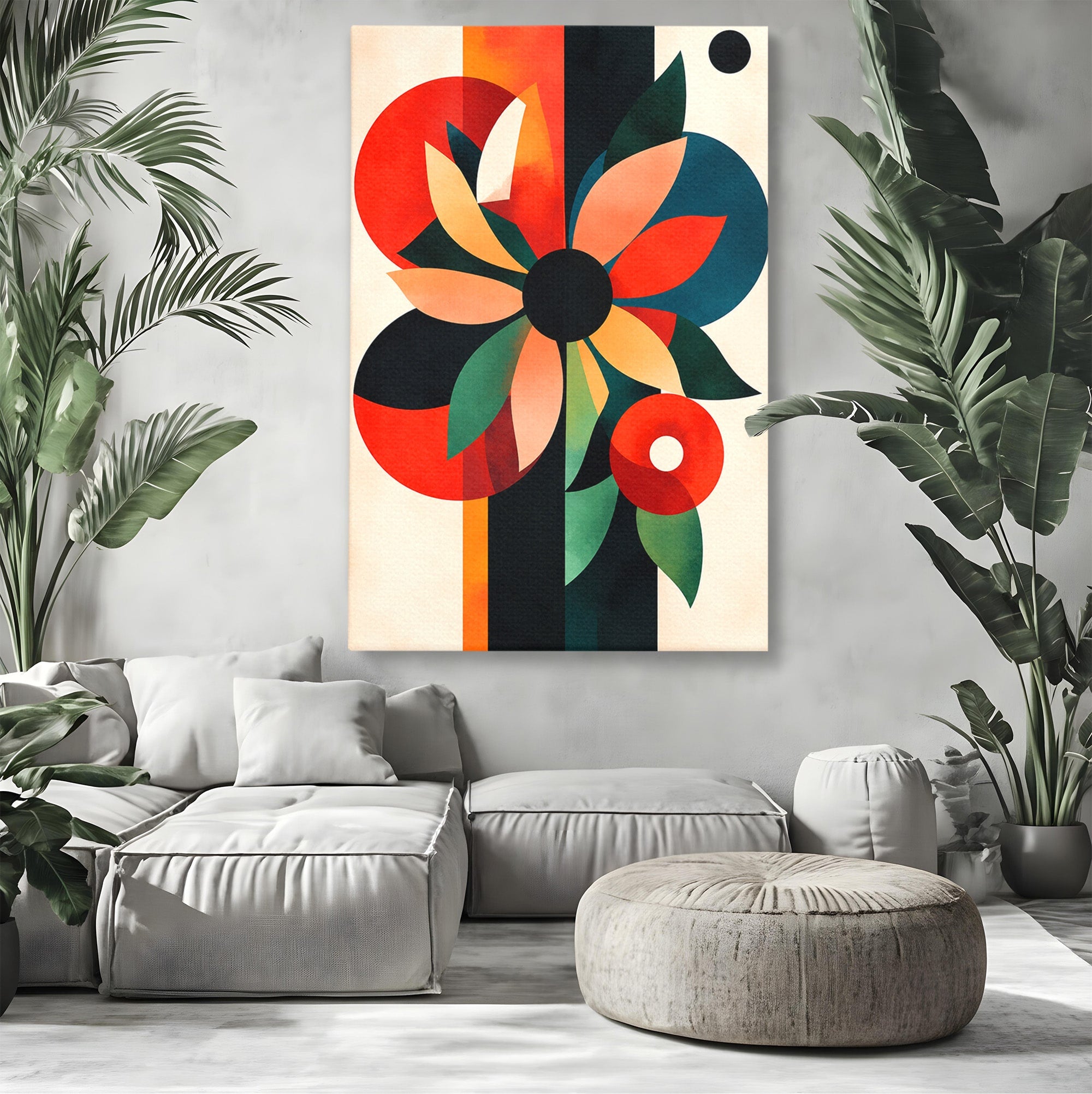 Tablou Canvas Premium LuxCanva® A1791, Floare Abstracta Geometrica, Floare, Abstract, Geometric, Modern, Living, Culori Vibrante