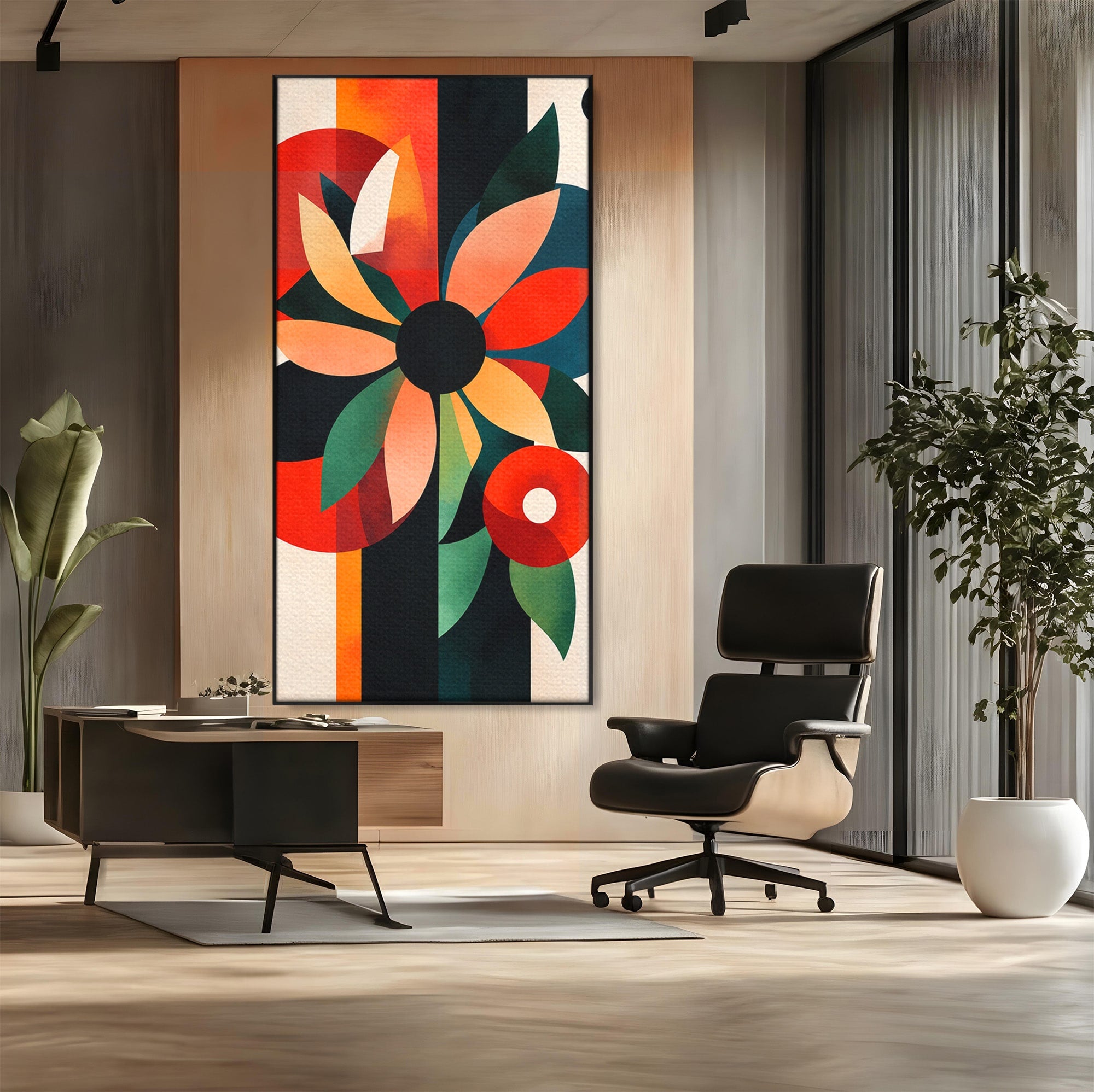 Tablou Canvas Premium LuxCanva® A1791, Floare Abstracta Geometrica, Floare, Abstract, Geometric, Modern, Living, Culori Vibrante