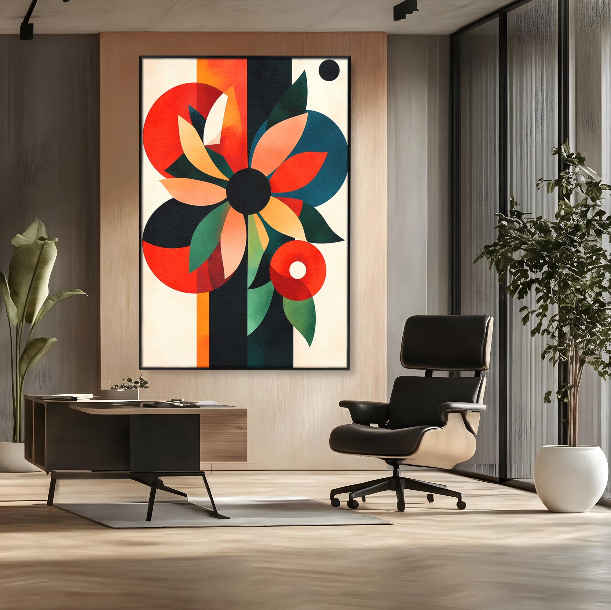 Tablou Canvas Premium LuxCanva® A1791, Floare Abstracta Geometrica, Floare, Abstract, Geometric, Modern, Living, Culori Vibrante