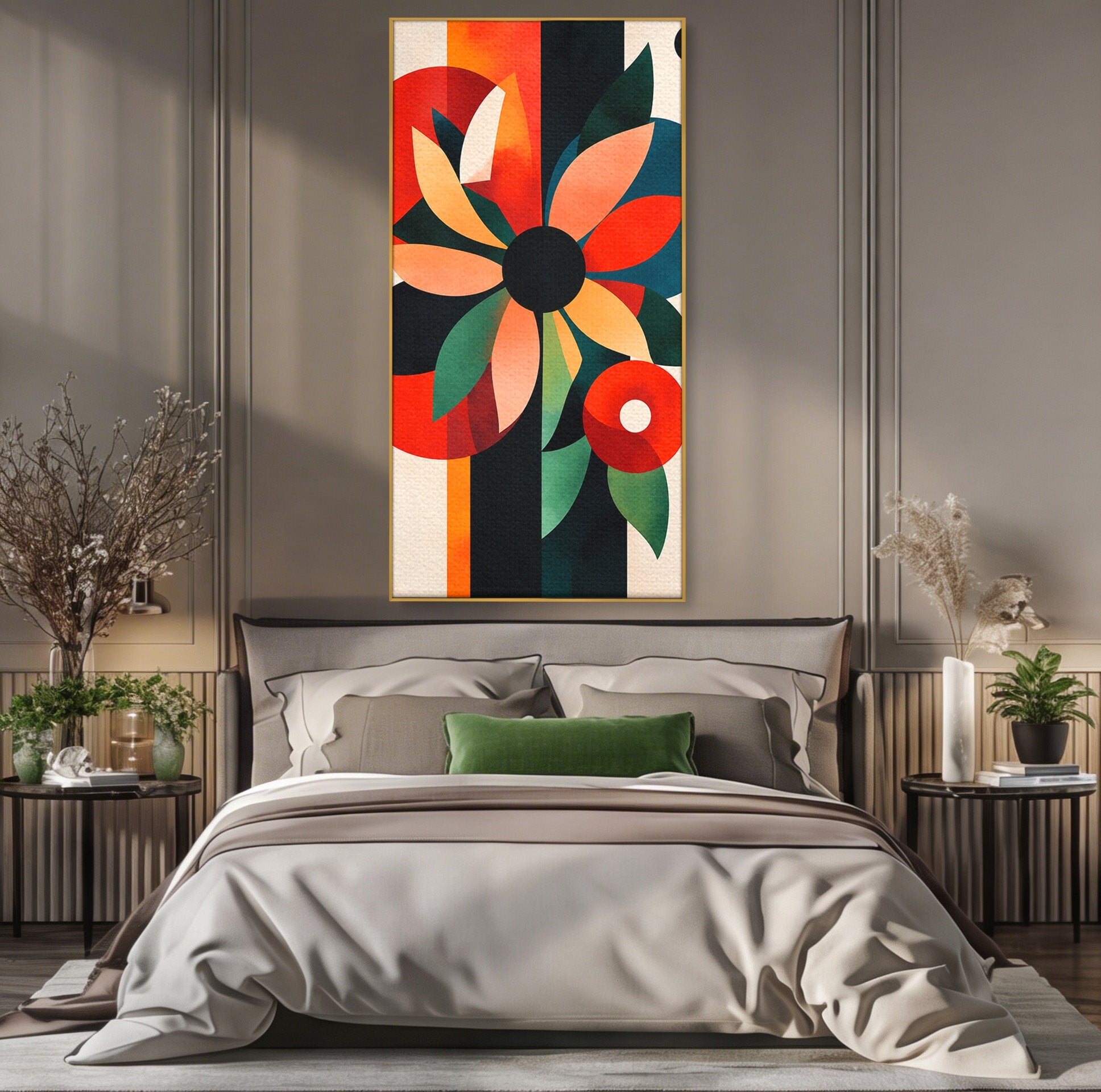 Tablou Canvas Premium LuxCanva® A1791, Floare Abstracta Geometrica, Floare, Abstract, Geometric, Modern, Living, Culori Vibrante