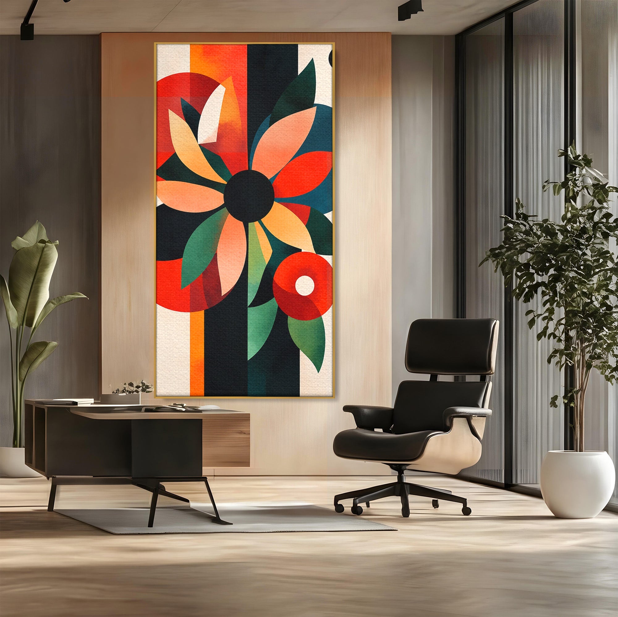 Tablou Canvas Premium LuxCanva® A1791, Floare Abstracta Geometrica, Floare, Abstract, Geometric, Modern, Living, Culori Vibrante