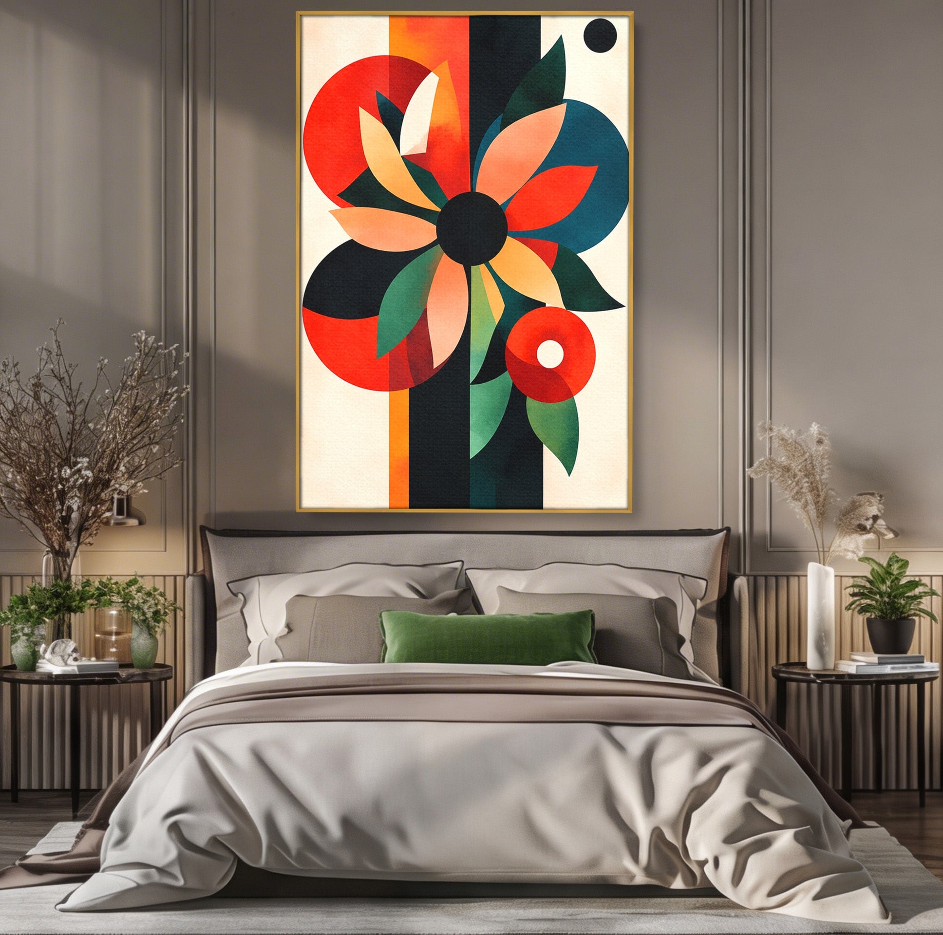 Tablou Canvas Premium LuxCanva® A1791, Floare Abstracta Geometrica, Floare, Abstract, Geometric, Modern, Living, Culori Vibrante