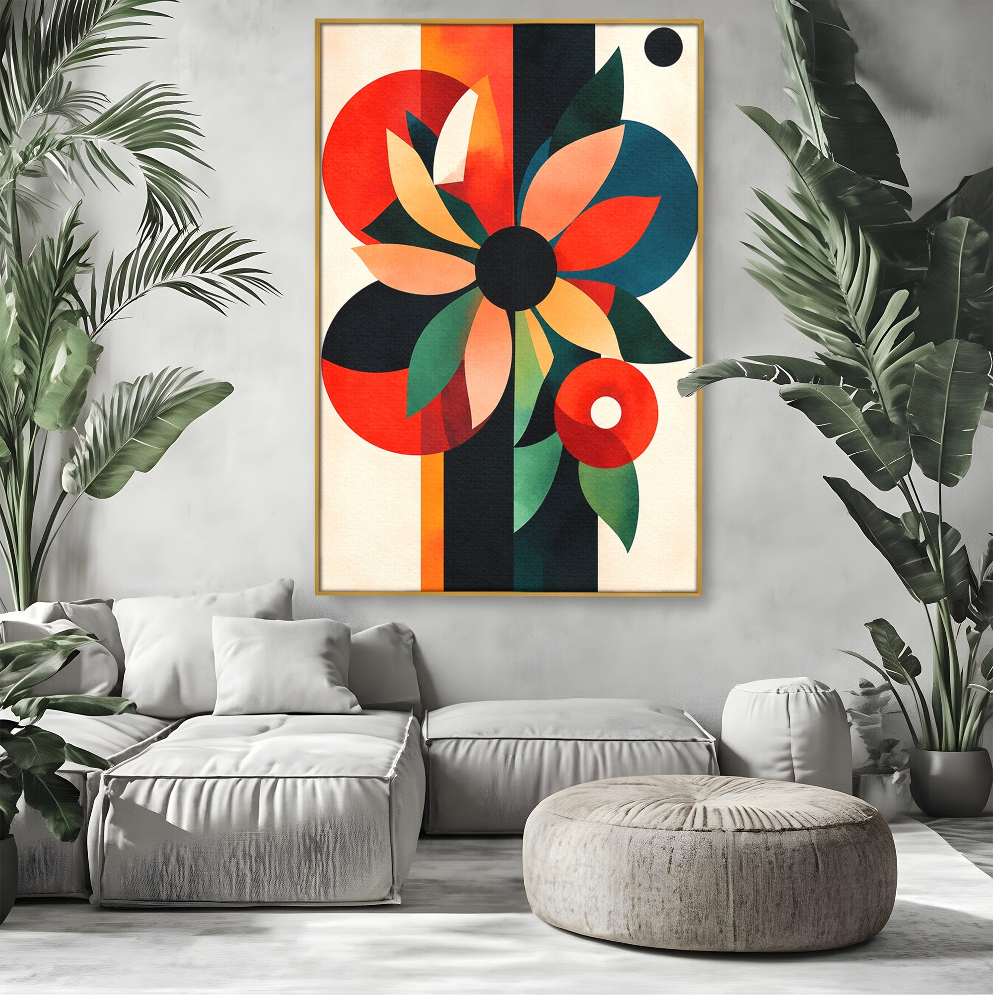 Tablou Canvas Premium LuxCanva® A1791, Floare Abstracta Geometrica, Floare, Abstract, Geometric, Modern, Living, Culori Vibrante