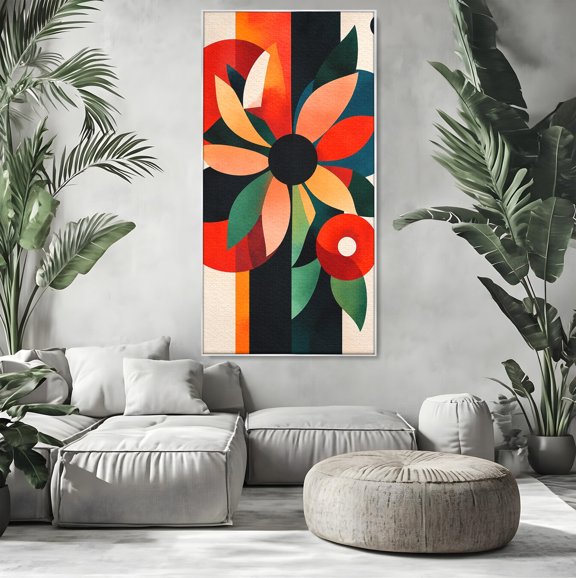 Tablou Canvas Premium LuxCanva® A1791, Floare Abstracta Geometrica, Floare, Abstract, Geometric, Modern, Living, Culori Vibrante