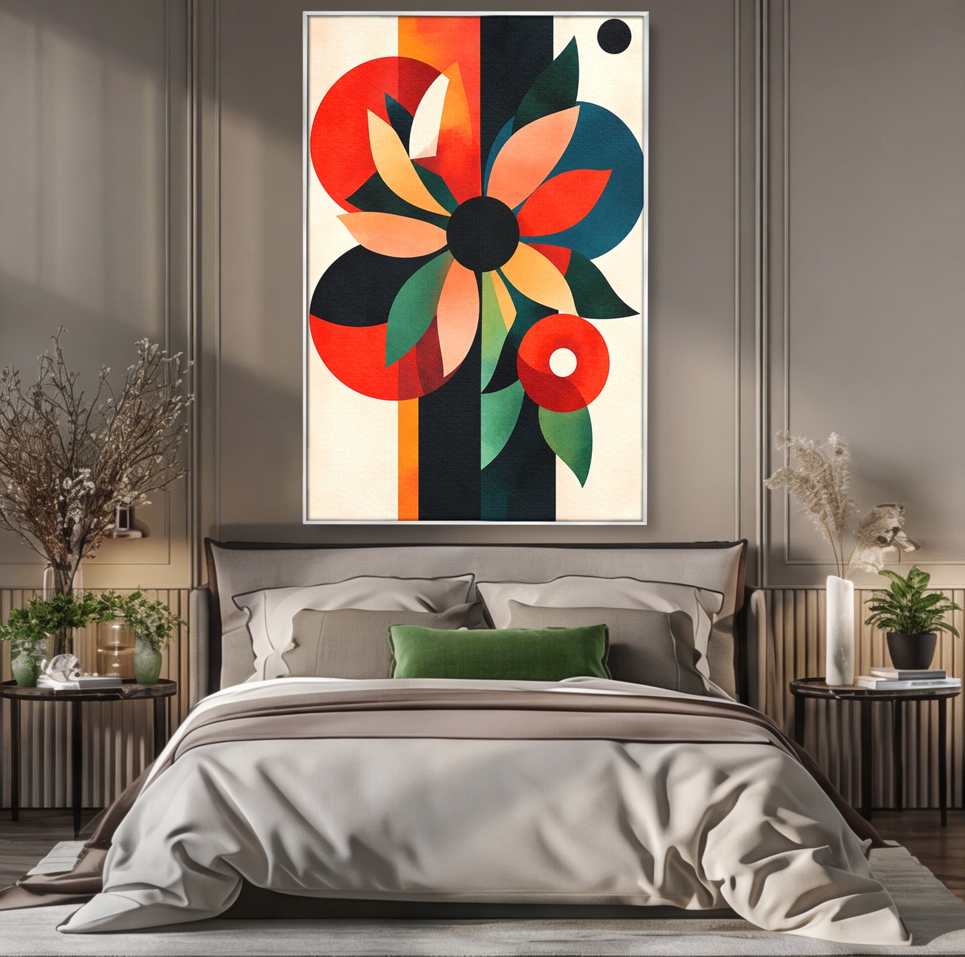 Tablou Canvas Premium LuxCanva® A1791, Floare Abstracta Geometrica, Floare, Abstract, Geometric, Modern, Living, Culori Vibrante
