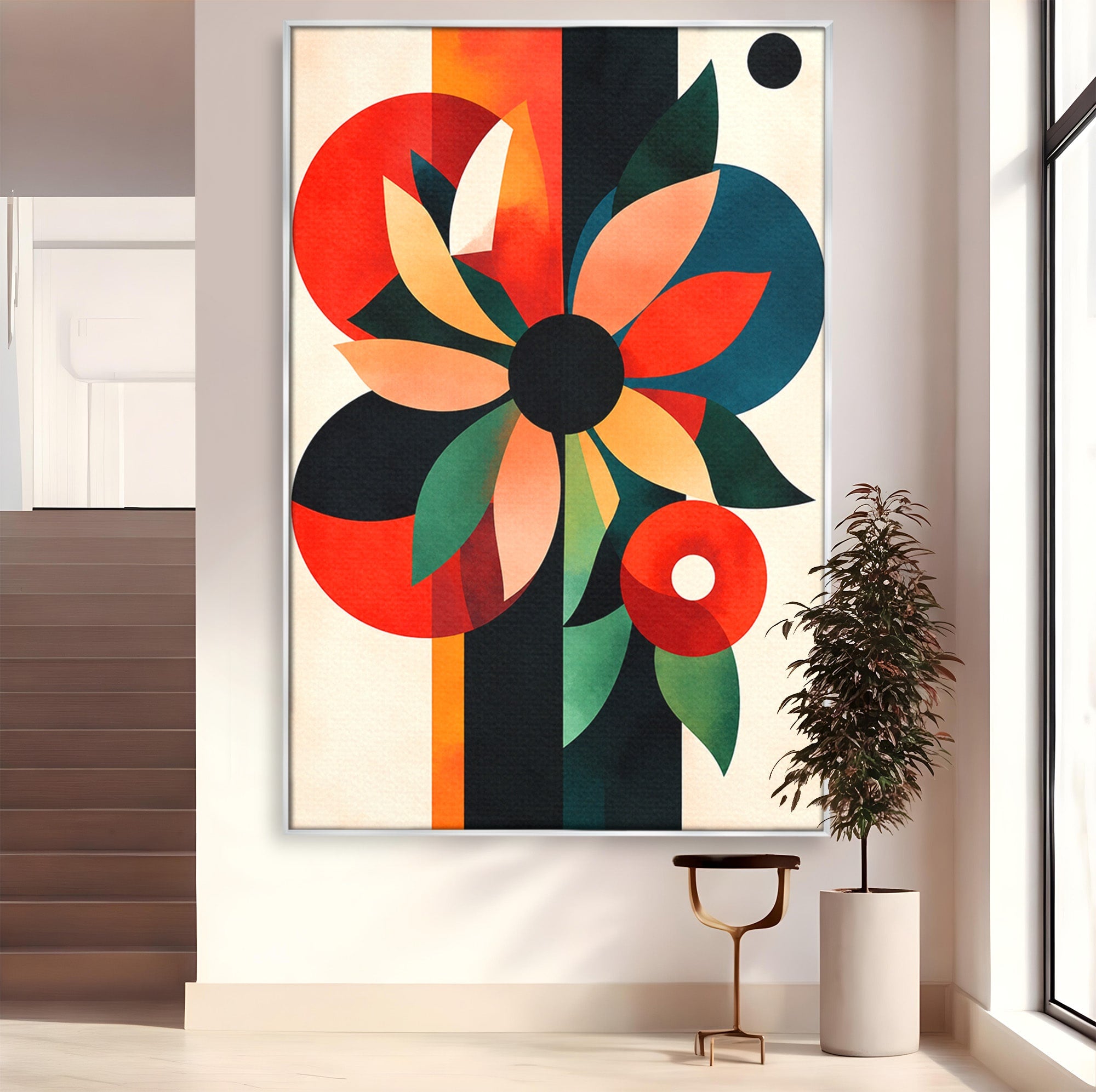 Tablou Canvas Premium LuxCanva® A1791, Floare Abstracta Geometrica, Floare, Abstract, Geometric, Modern, Living, Culori Vibrante