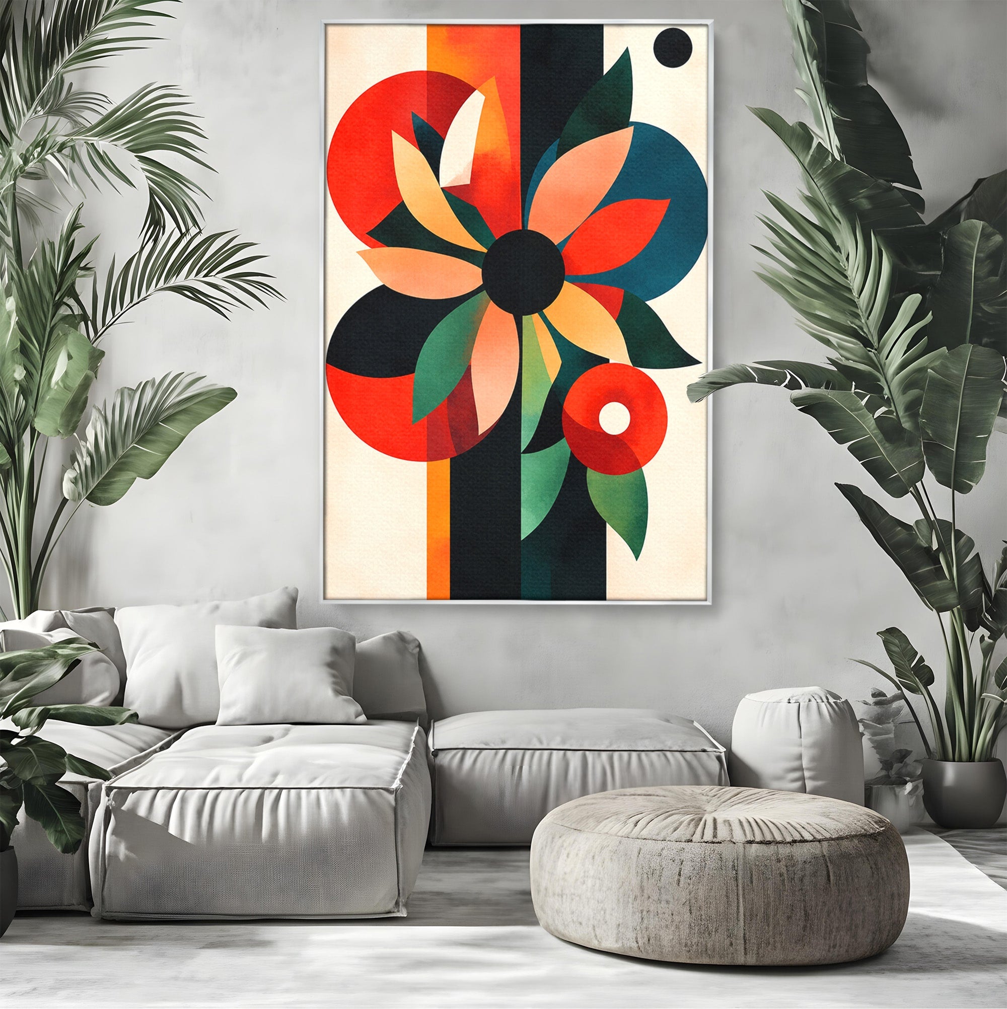 Tablou Canvas Premium LuxCanva® A1791, Floare Abstracta Geometrica, Floare, Abstract, Geometric, Modern, Living, Culori Vibrante