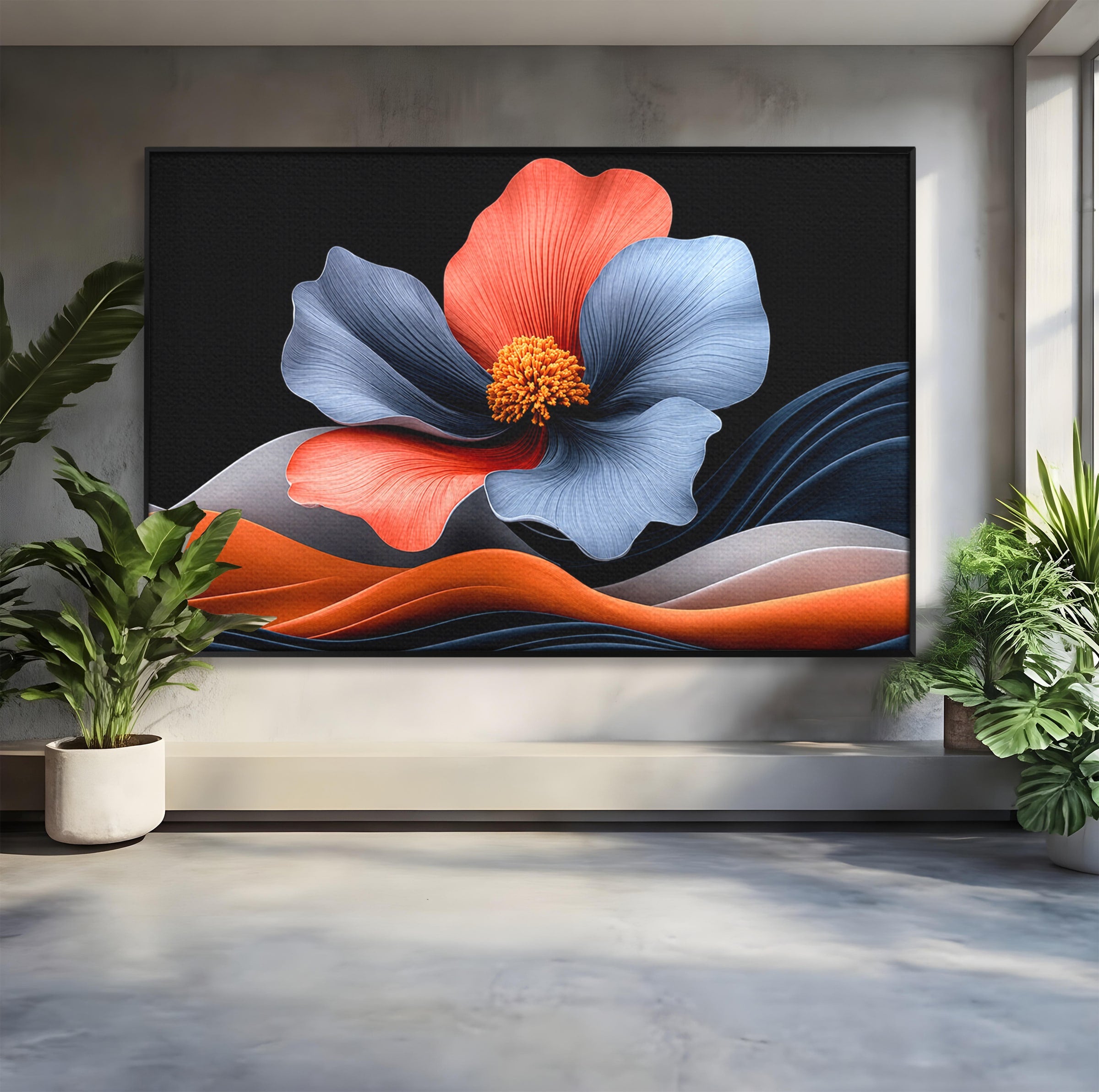Tablou Canvas Premium LuxCanva® A1792, Floare Abstracta, Floare, Abstract, Modern, Dormitor, Living, Culori Vibrante