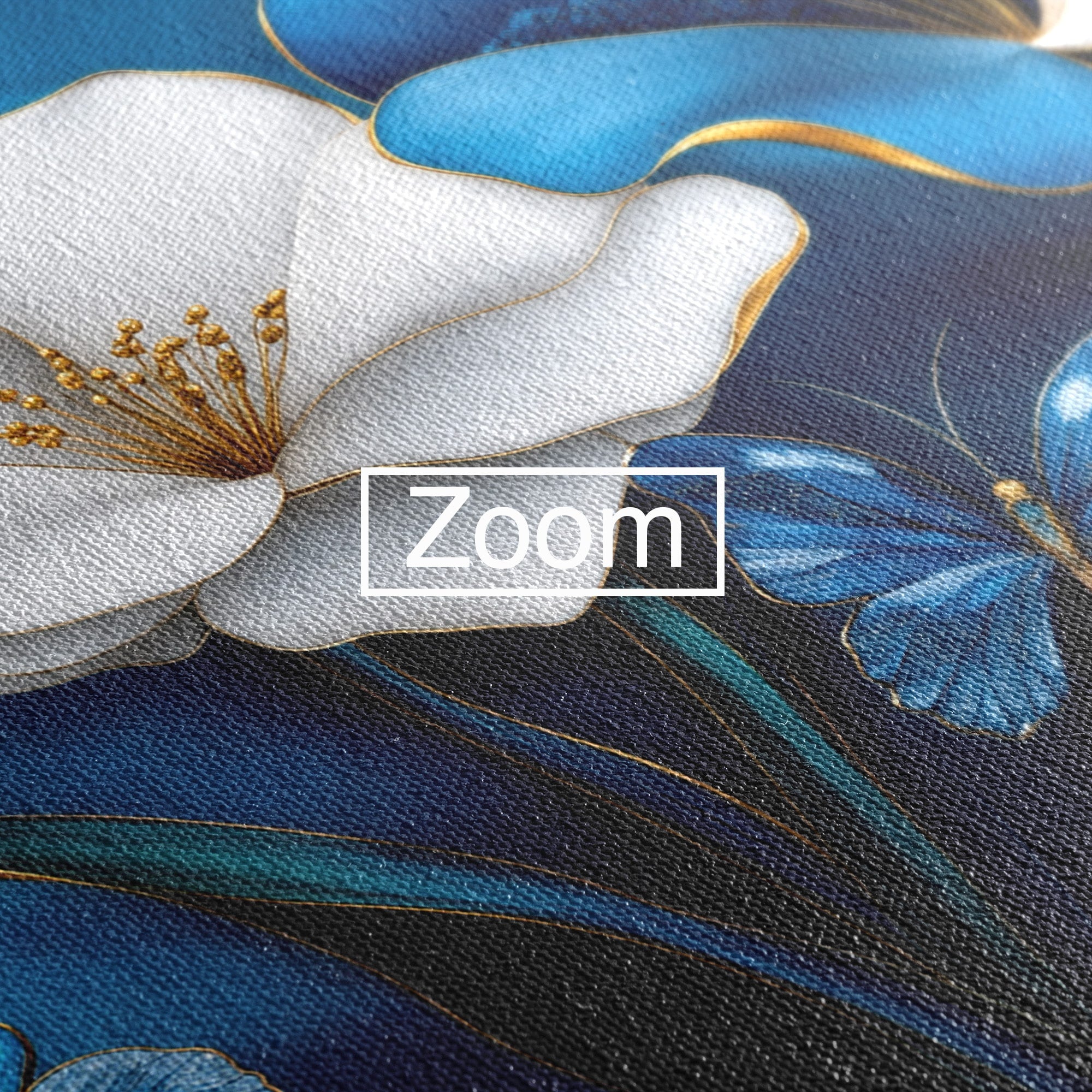 Tablou Canvas Premium LuxCanva® A1794, Flori Si Fluturi Albastri, Flori, Fluturi, Natura, Eleganta, Living, Culori Vibrante