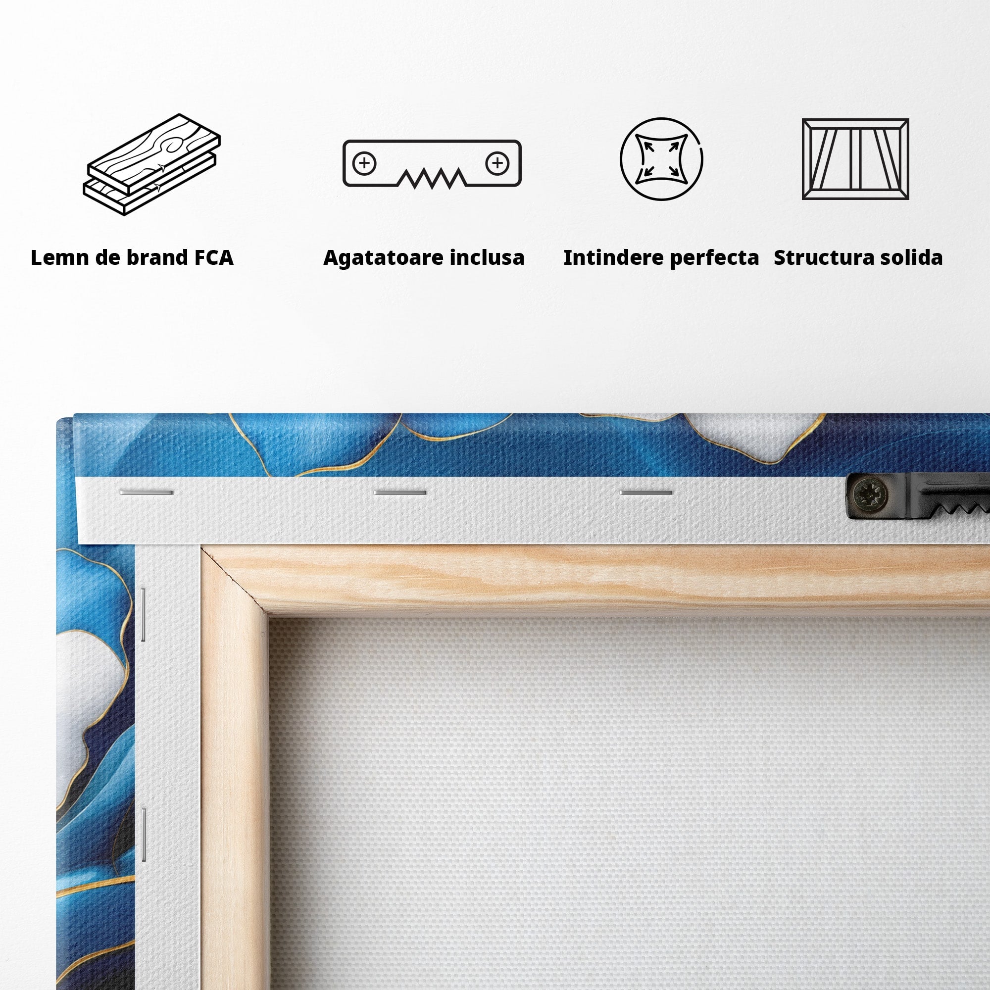 Tablou Canvas Premium LuxCanva® A1794, Flori Si Fluturi Albastri, Flori, Fluturi, Natura, Eleganta, Living, Culori Vibrante