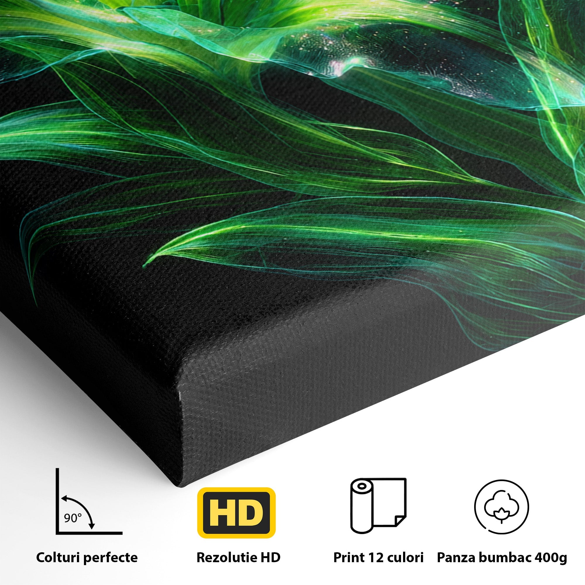 Tablou Canvas Premium LuxCanva® A1798, Floare Neon Luminoasa, Floare, Natura, Arta Digitala, Lumina, Dormitor, Culori Vibrante