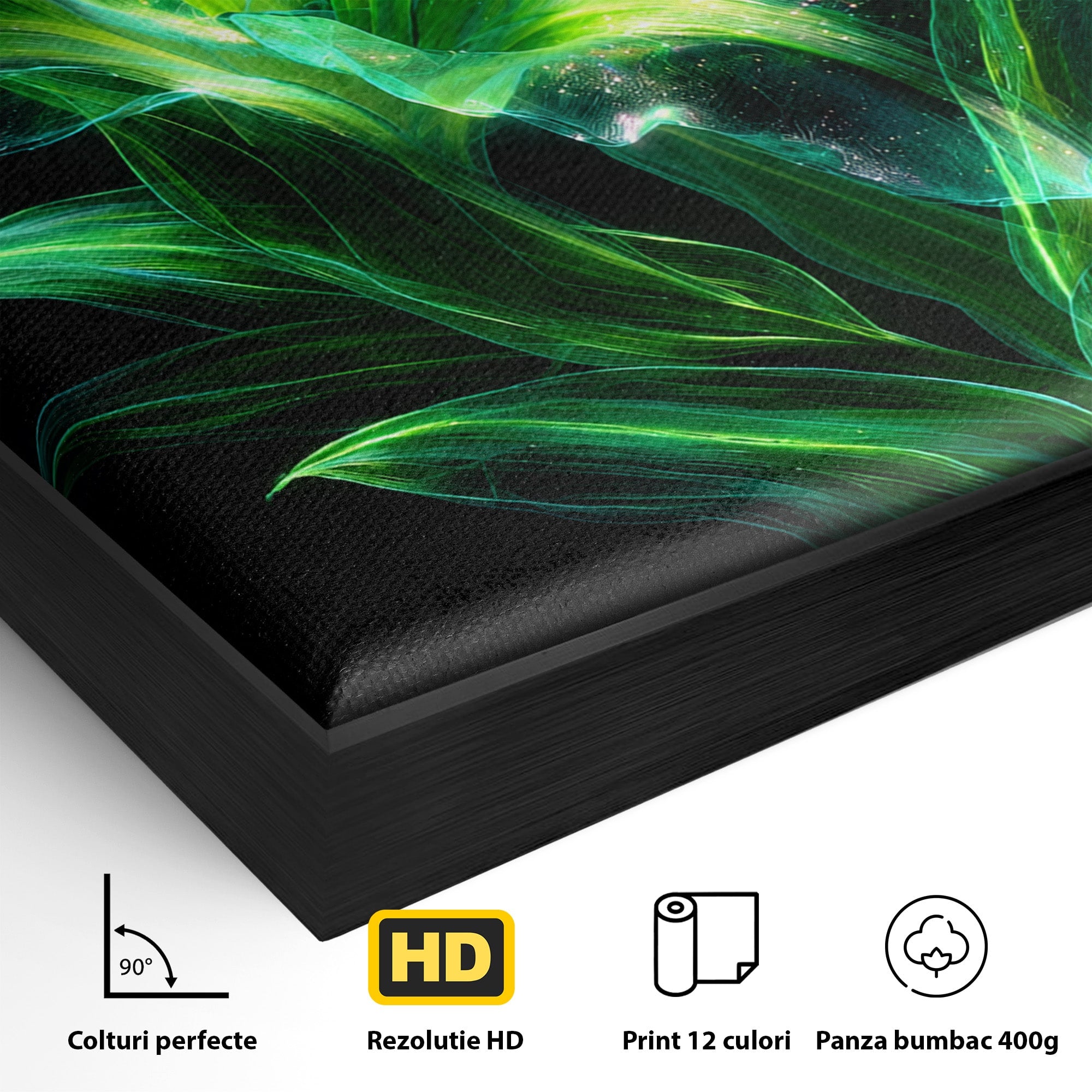 Tablou Canvas Premium LuxCanva® A1798, Floare Neon Luminoasa, Floare, Natura, Arta Digitala, Lumina, Dormitor, Culori Vibrante