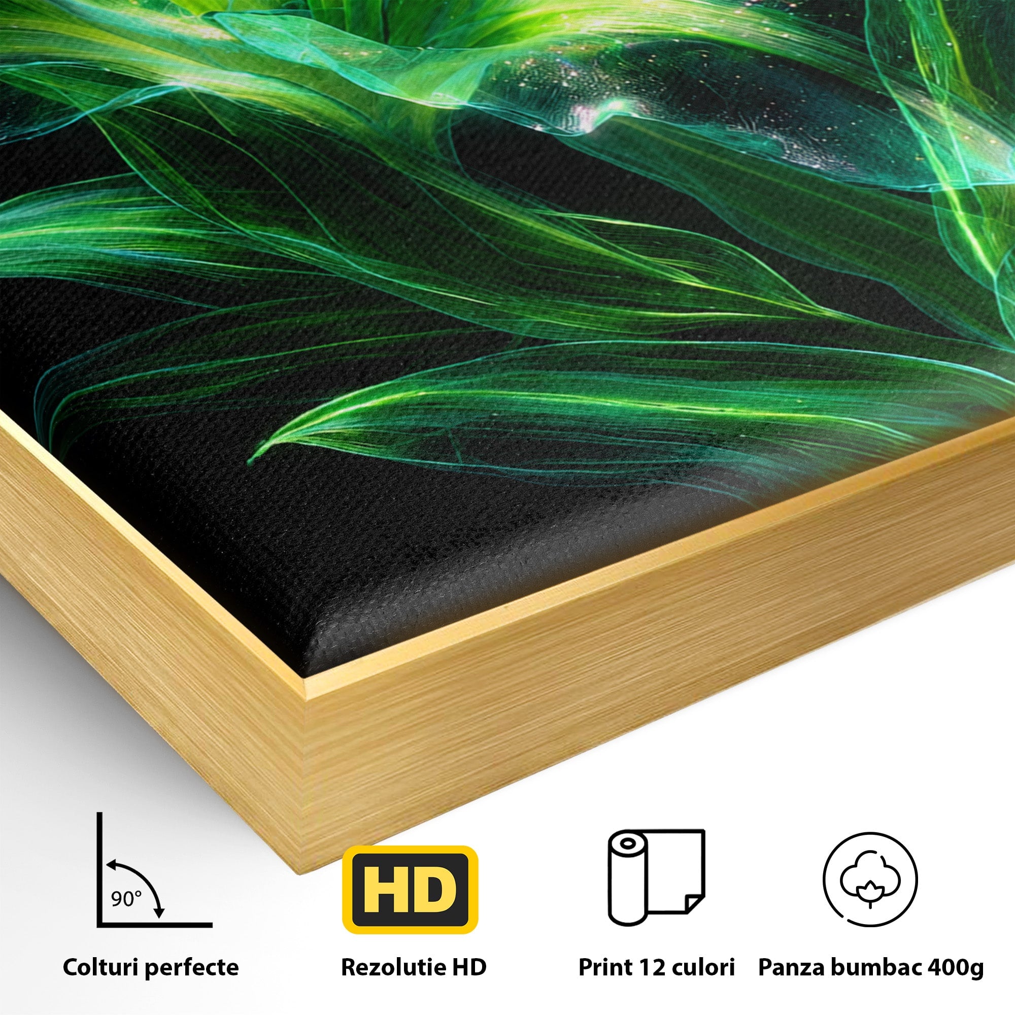 Tablou Canvas Premium LuxCanva® A1798, Floare Neon Luminoasa, Floare, Natura, Arta Digitala, Lumina, Dormitor, Culori Vibrante