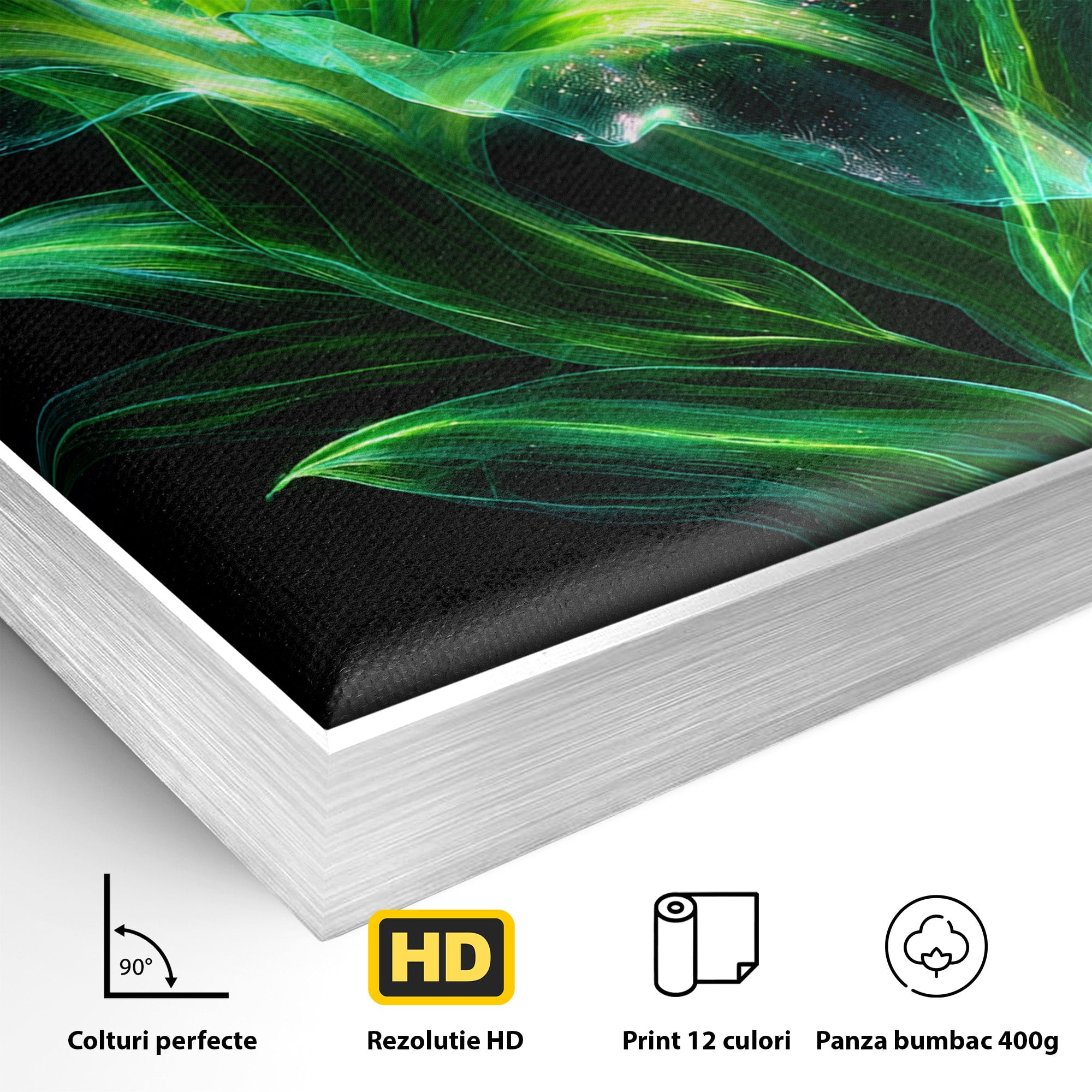 Tablou Canvas Premium LuxCanva® A1798, Floare Neon Luminoasa, Floare, Natura, Arta Digitala, Lumina, Dormitor, Culori Vibrante