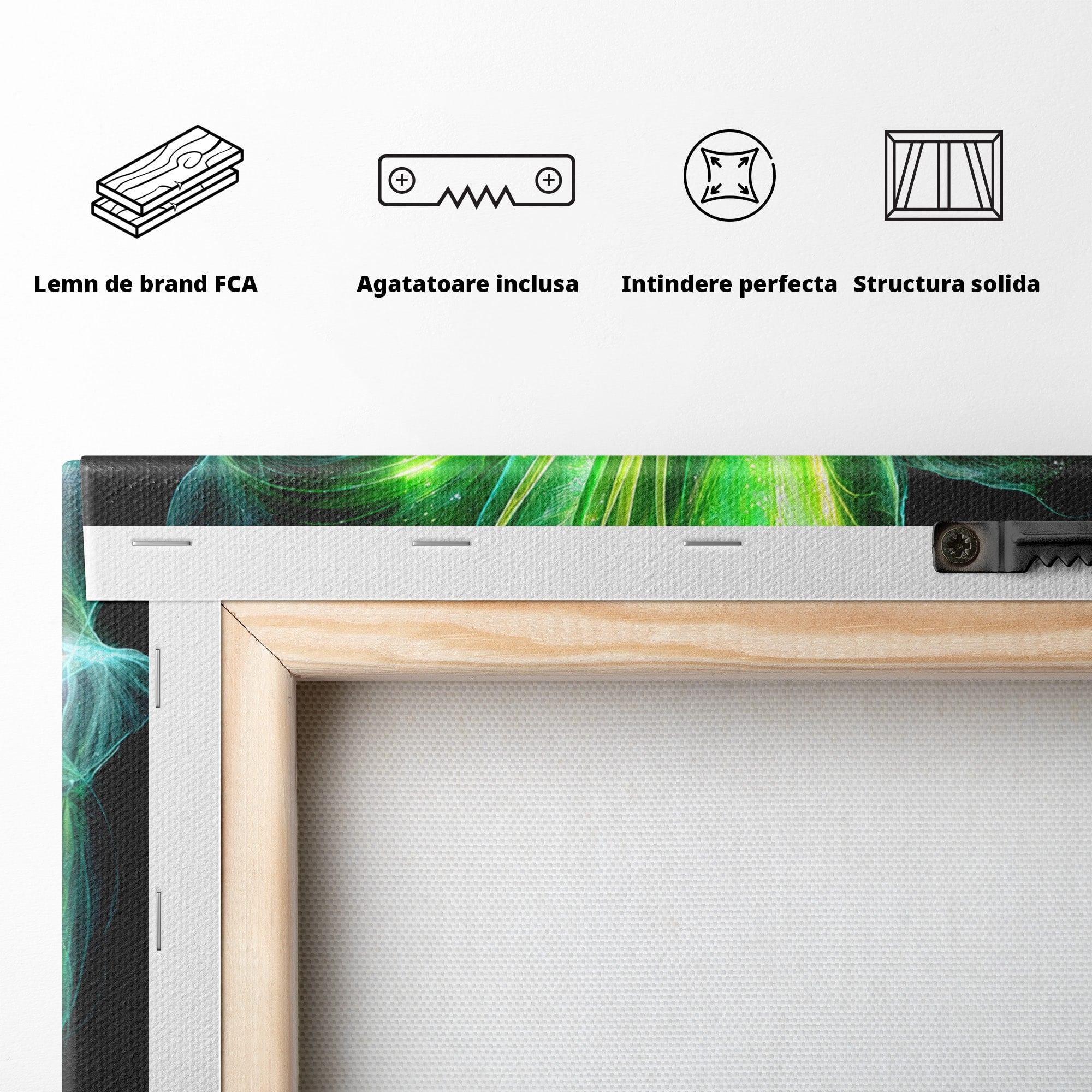 Tablou Canvas Premium LuxCanva® A1798, Floare Neon Luminoasa, Floare, Natura, Arta Digitala, Lumina, Dormitor, Culori Vibrante
