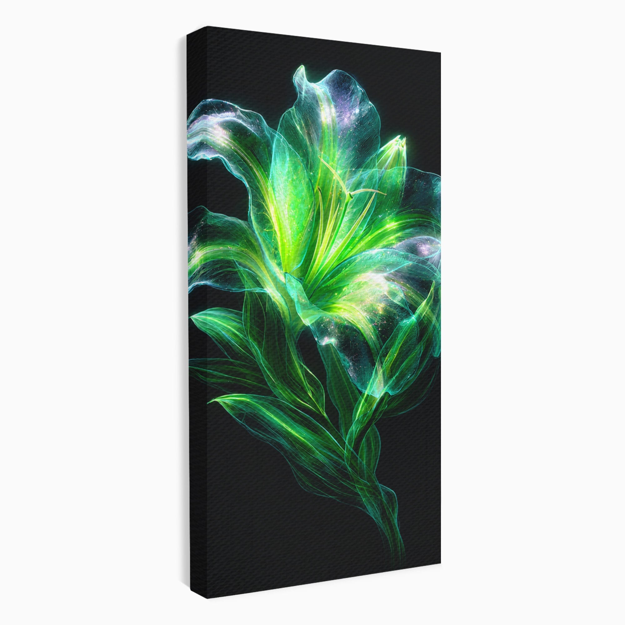 Tablou Canvas Premium LuxCanva® A1798, Floare Neon Luminoasa, Floare, Natura, Arta Digitala, Lumina, Dormitor, Culori Vibrante