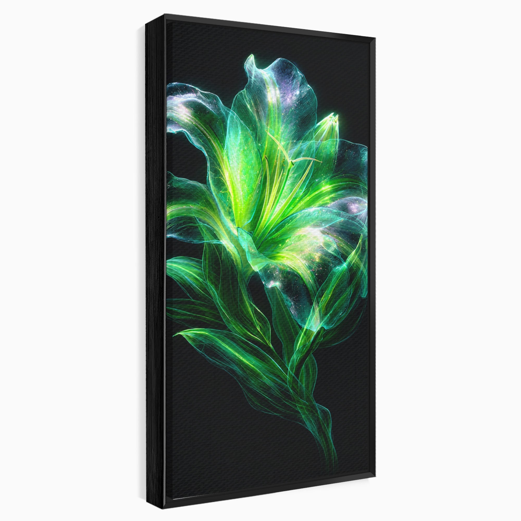 Tablou Canvas Premium LuxCanva® A1798, Floare Neon Luminoasa, Floare, Natura, Arta Digitala, Lumina, Dormitor, Culori Vibrante