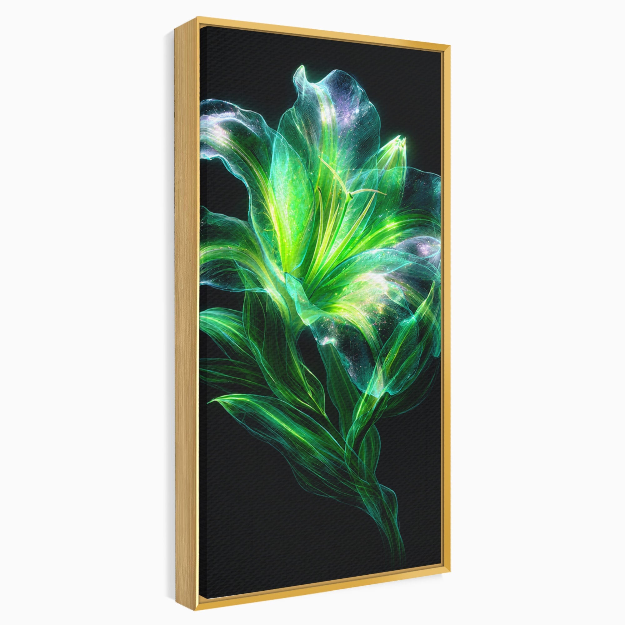 Tablou Canvas Premium LuxCanva® A1798, Floare Neon Luminoasa, Floare, Natura, Arta Digitala, Lumina, Dormitor, Culori Vibrante