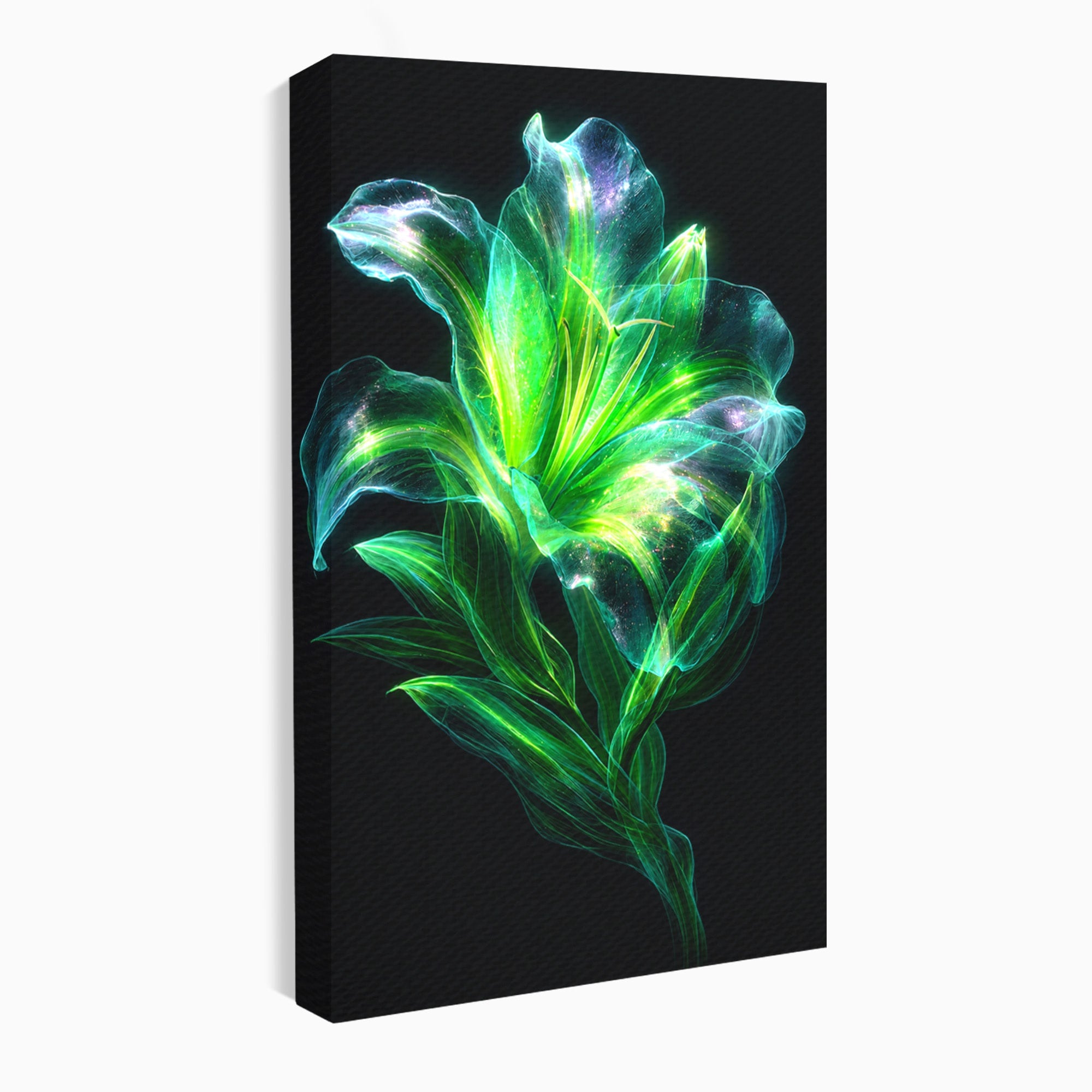 Tablou Canvas Premium LuxCanva® A1798, Floare Neon Luminoasa, Floare, Natura, Arta Digitala, Lumina, Dormitor, Culori Vibrante