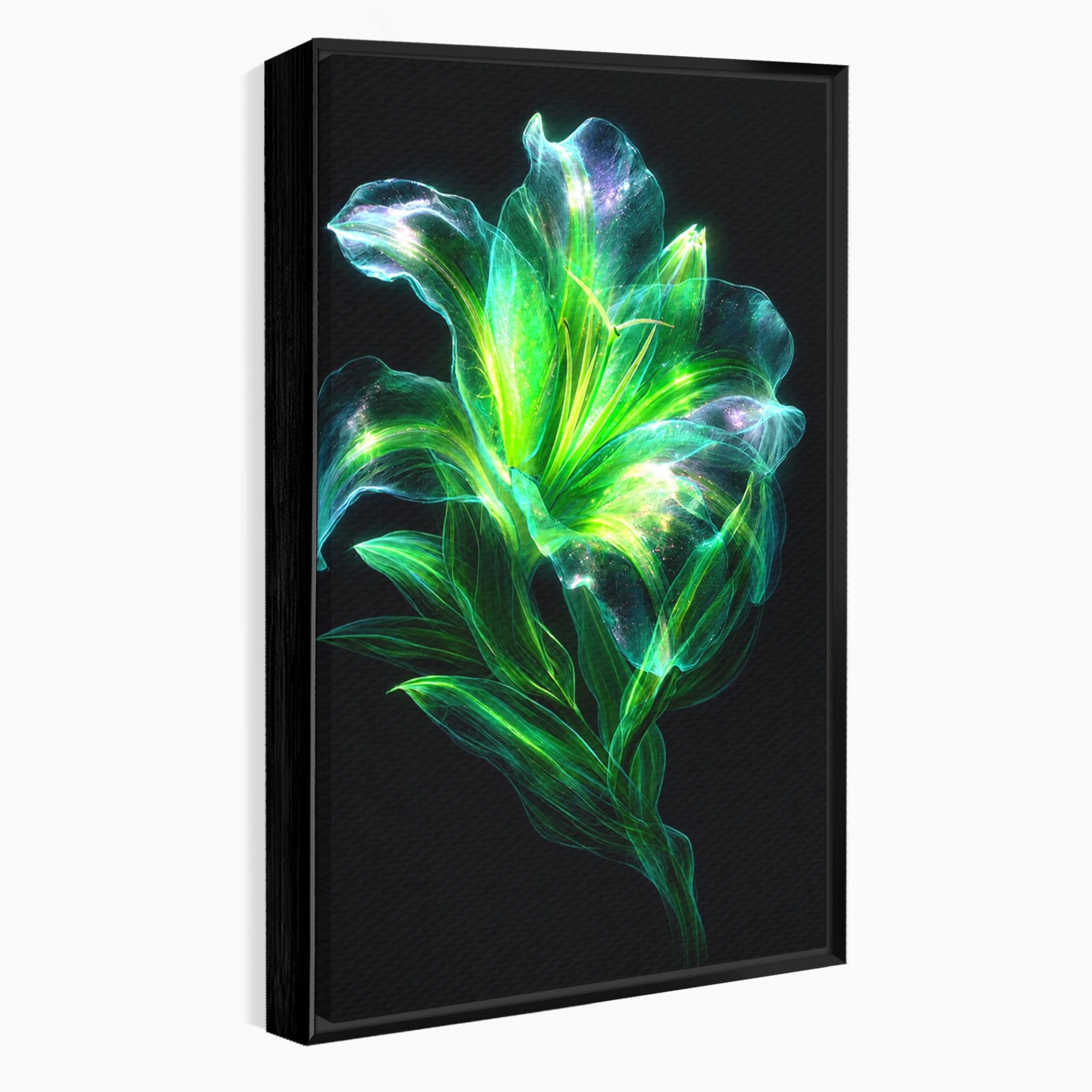 Tablou Canvas Premium LuxCanva® A1798, Floare Neon Luminoasa, Floare, Natura, Arta Digitala, Lumina, Dormitor, Culori Vibrante