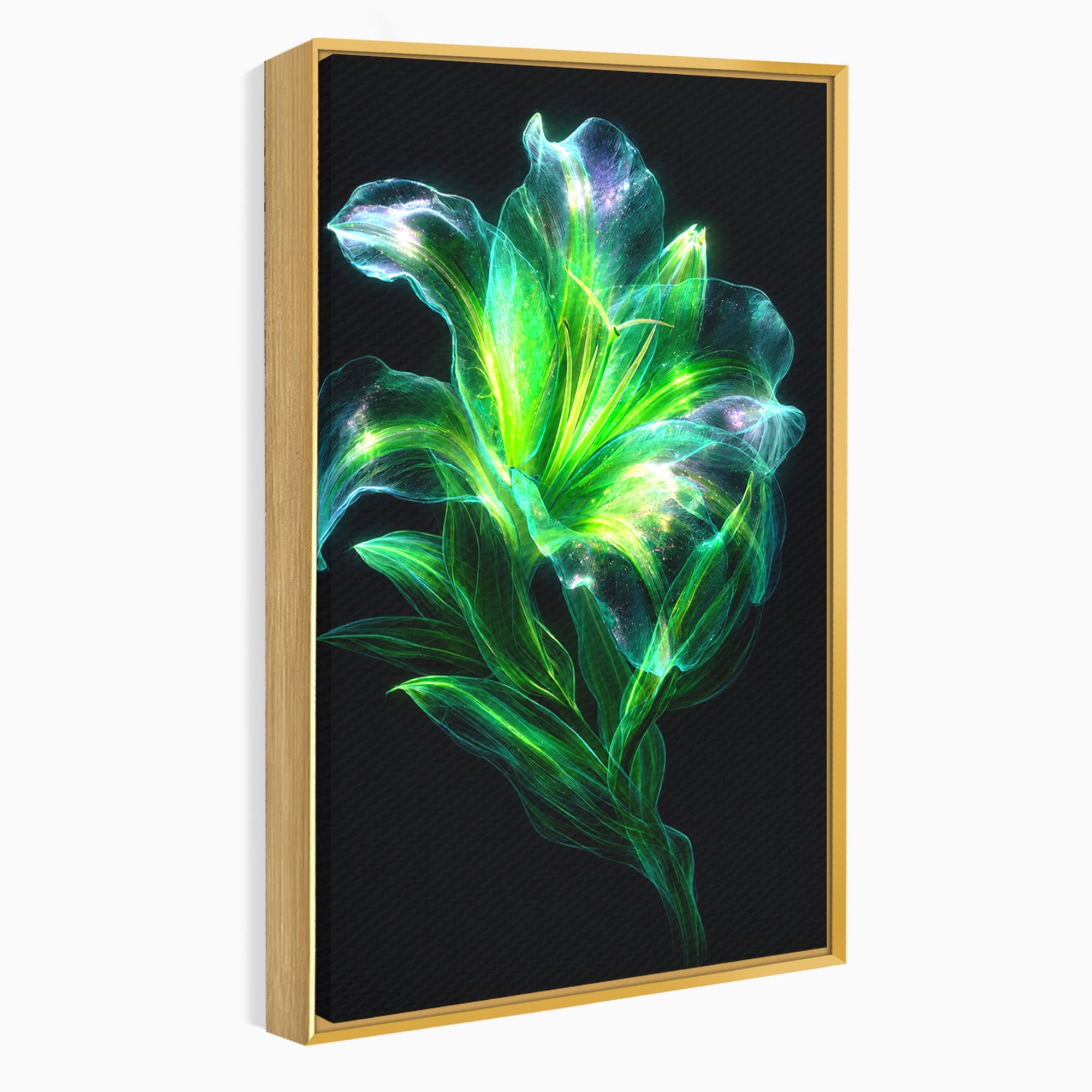 Tablou Canvas Premium LuxCanva® A1798, Floare Neon Luminoasa, Floare, Natura, Arta Digitala, Lumina, Dormitor, Culori Vibrante