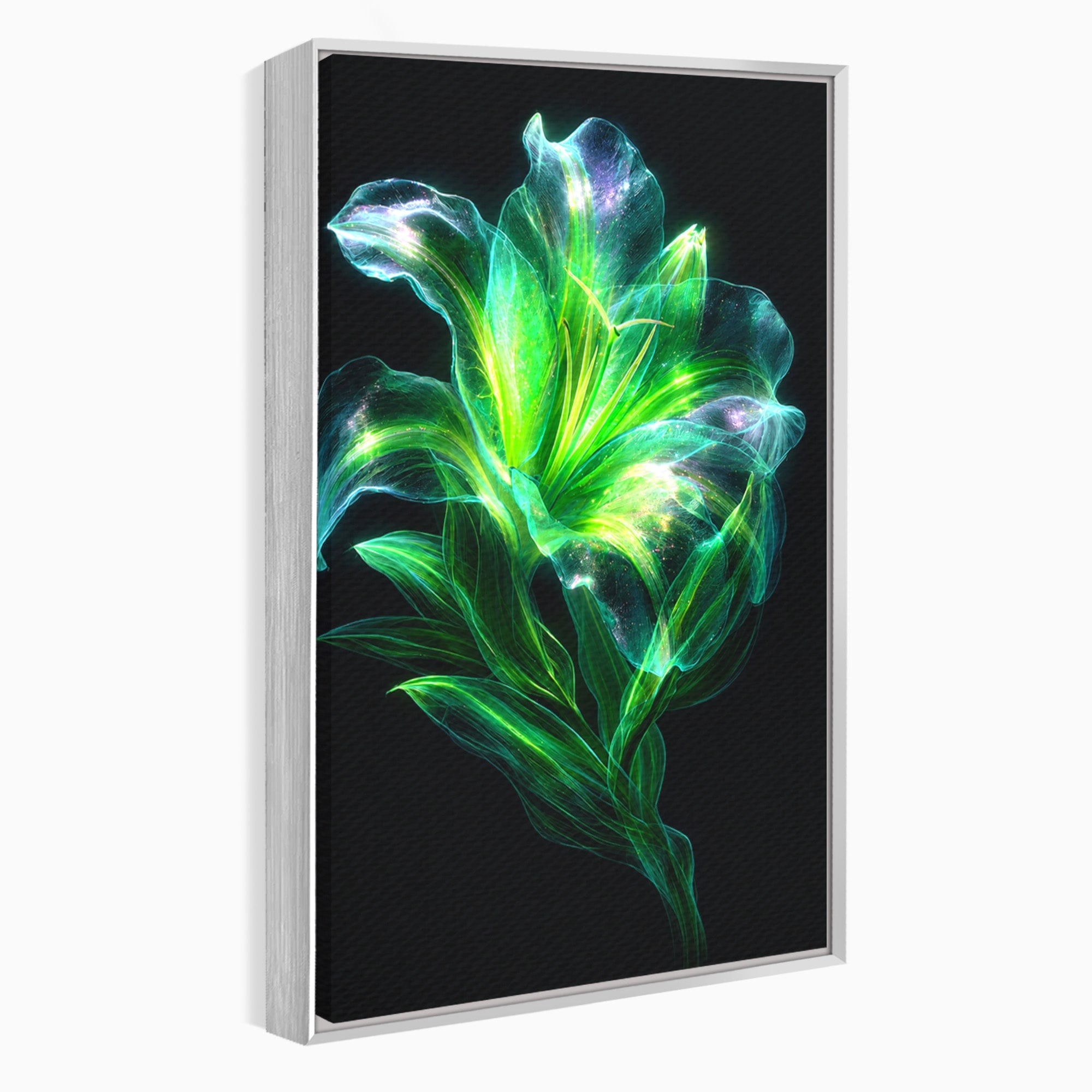 Tablou Canvas Premium LuxCanva® A1798, Floare Neon Luminoasa, Floare, Natura, Arta Digitala, Lumina, Dormitor, Culori Vibrante