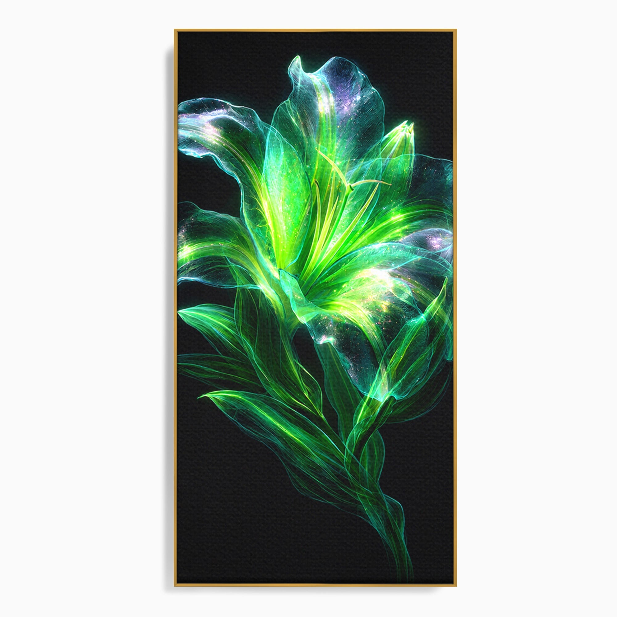 Tablou Canvas Premium LuxCanva® A1798, Floare Neon Luminoasa, Floare, Natura, Arta Digitala, Lumina, Dormitor, Culori Vibrante