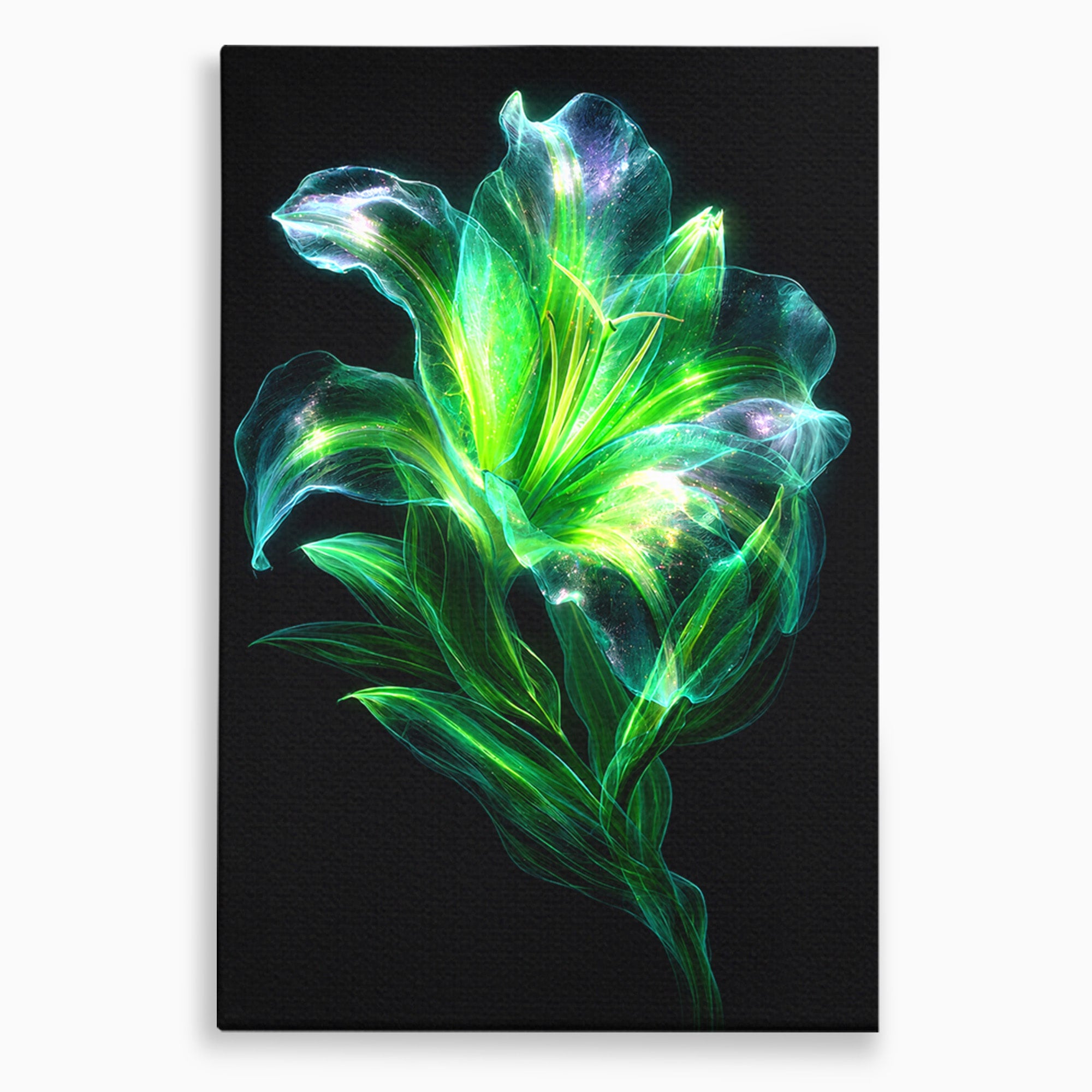 Tablou Canvas Premium LuxCanva® A1798, Floare Neon Luminoasa, Floare, Natura, Arta Digitala, Lumina, Dormitor, Culori Vibrante