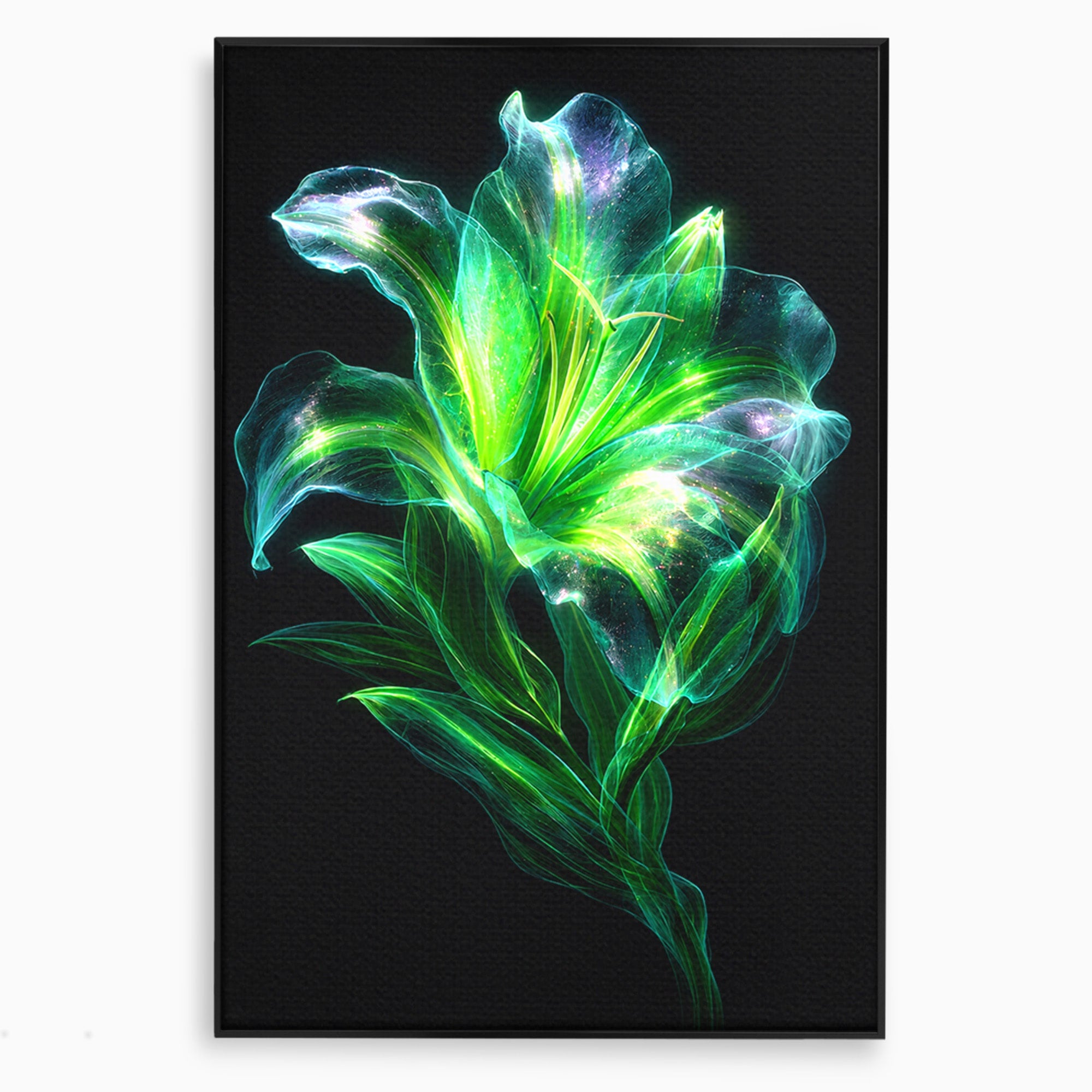 Tablou Canvas Premium LuxCanva® A1798, Floare Neon Luminoasa, Floare, Natura, Arta Digitala, Lumina, Dormitor, Culori Vibrante