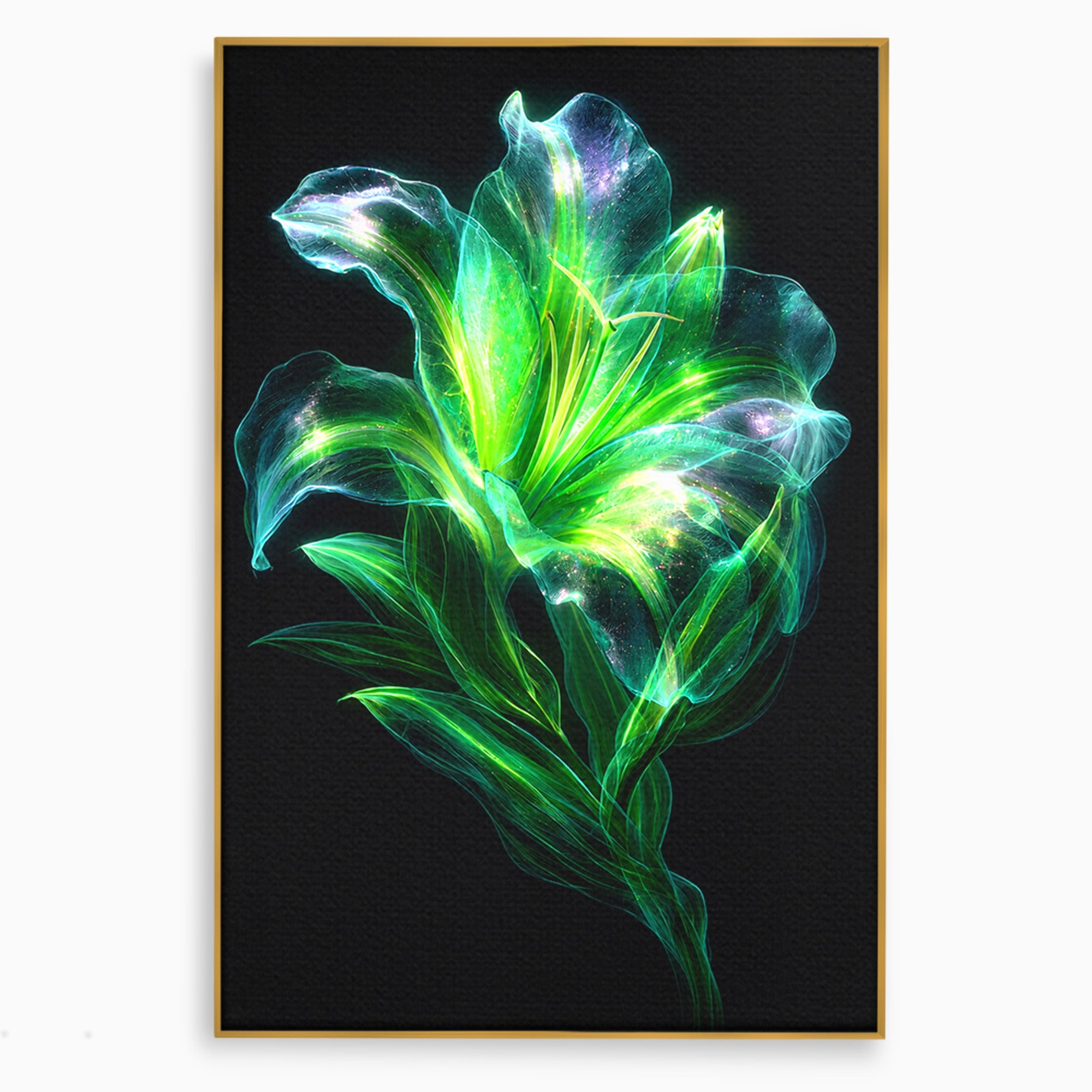 Tablou Canvas Premium LuxCanva® A1798, Floare Neon Luminoasa, Floare, Natura, Arta Digitala, Lumina, Dormitor, Culori Vibrante