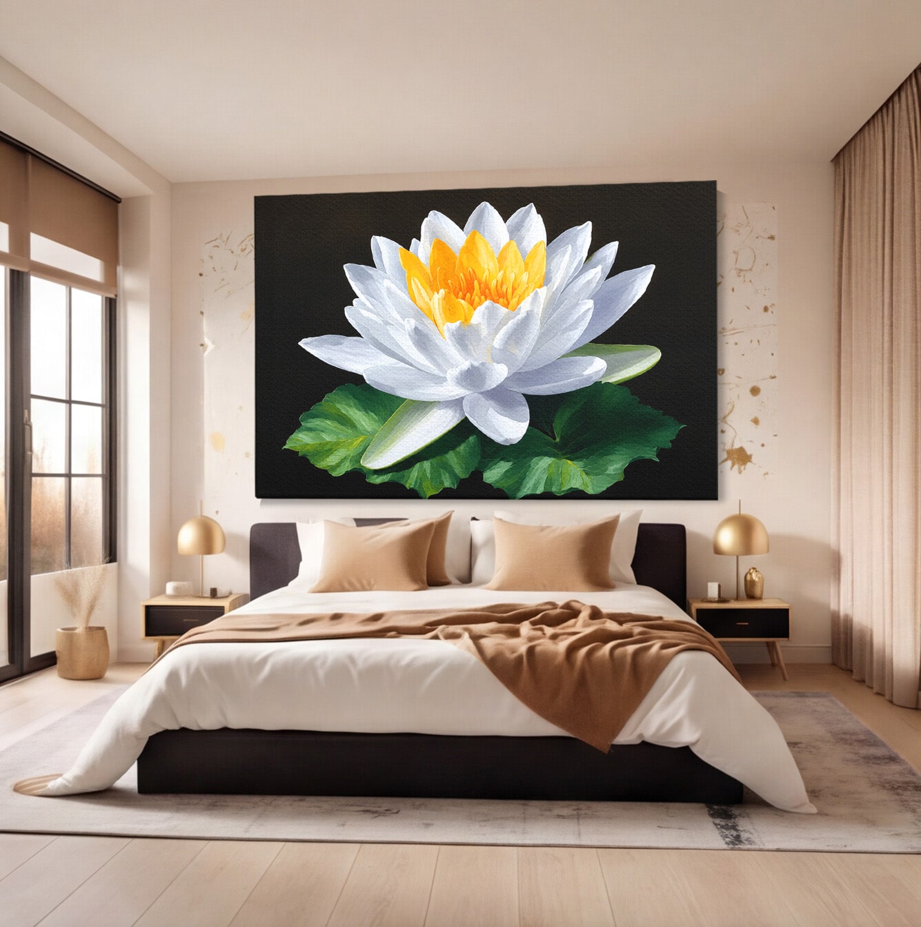 Tablou Canvas Premium LuxCanva® A1799, Floare De Lotus, Floare, Lotus, Natura, Zen, Dormitor, Culori Vibrante