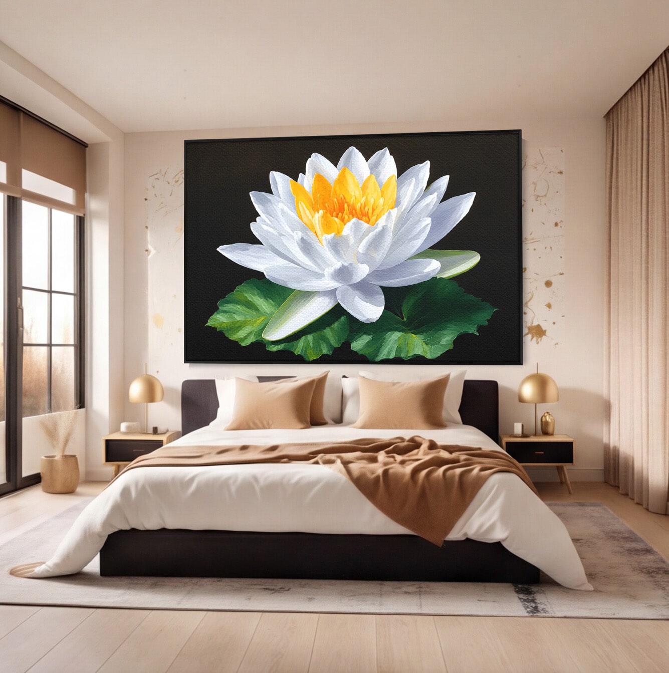 Tablou Canvas Premium LuxCanva® A1799, Floare De Lotus, Floare, Lotus, Natura, Zen, Dormitor, Culori Vibrante