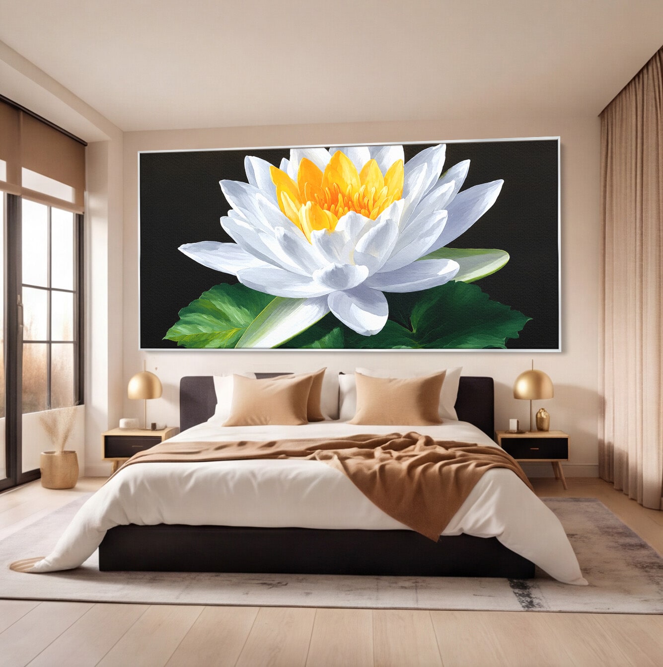 Tablou Canvas Premium LuxCanva® A1799, Floare De Lotus, Floare, Lotus, Natura, Zen, Dormitor, Culori Vibrante