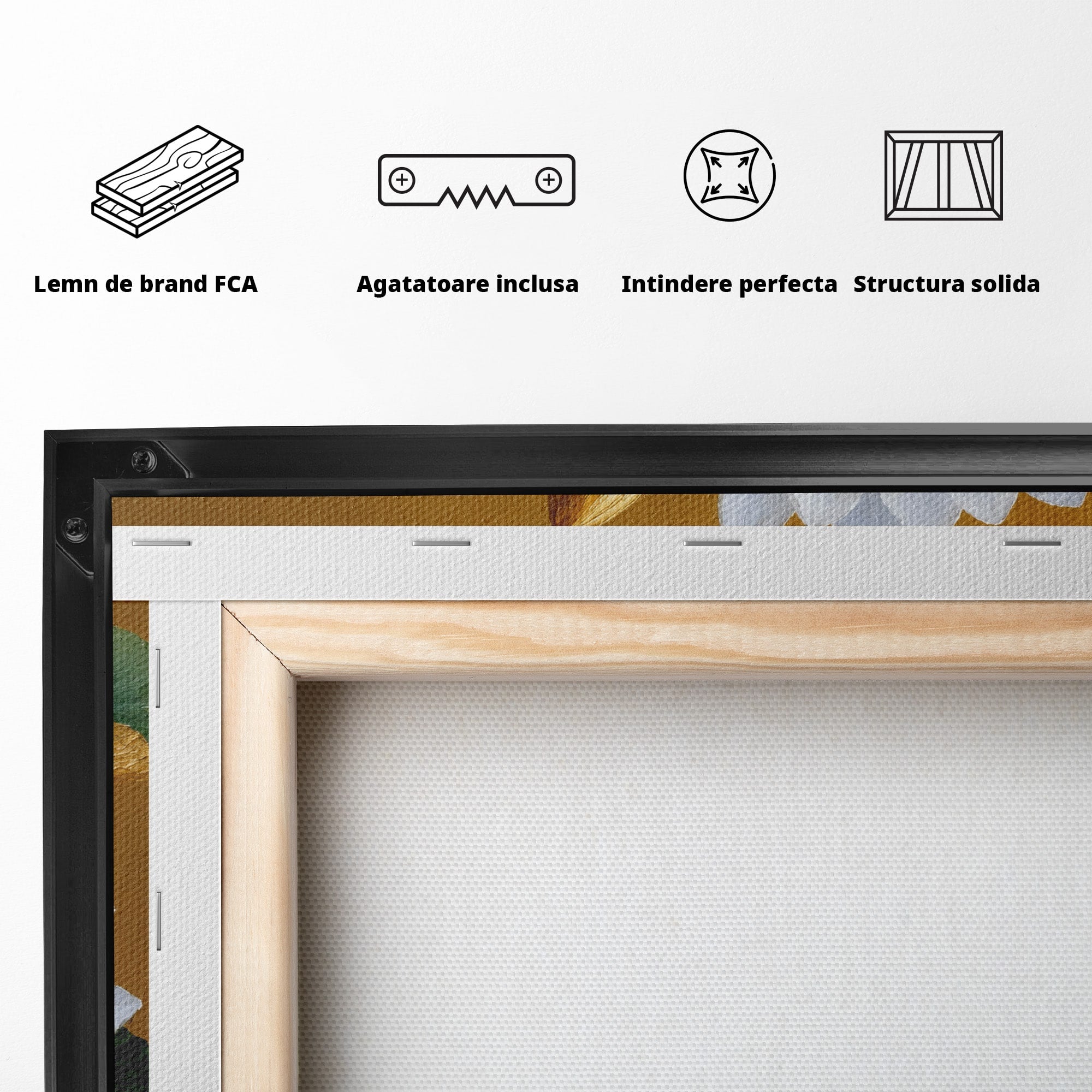 Tablou Canvas Premium LuxCanva® A1800, Serenitate Aurie, Flori, Lotus, Natura, Living, Dormitor, Culori Vibrante