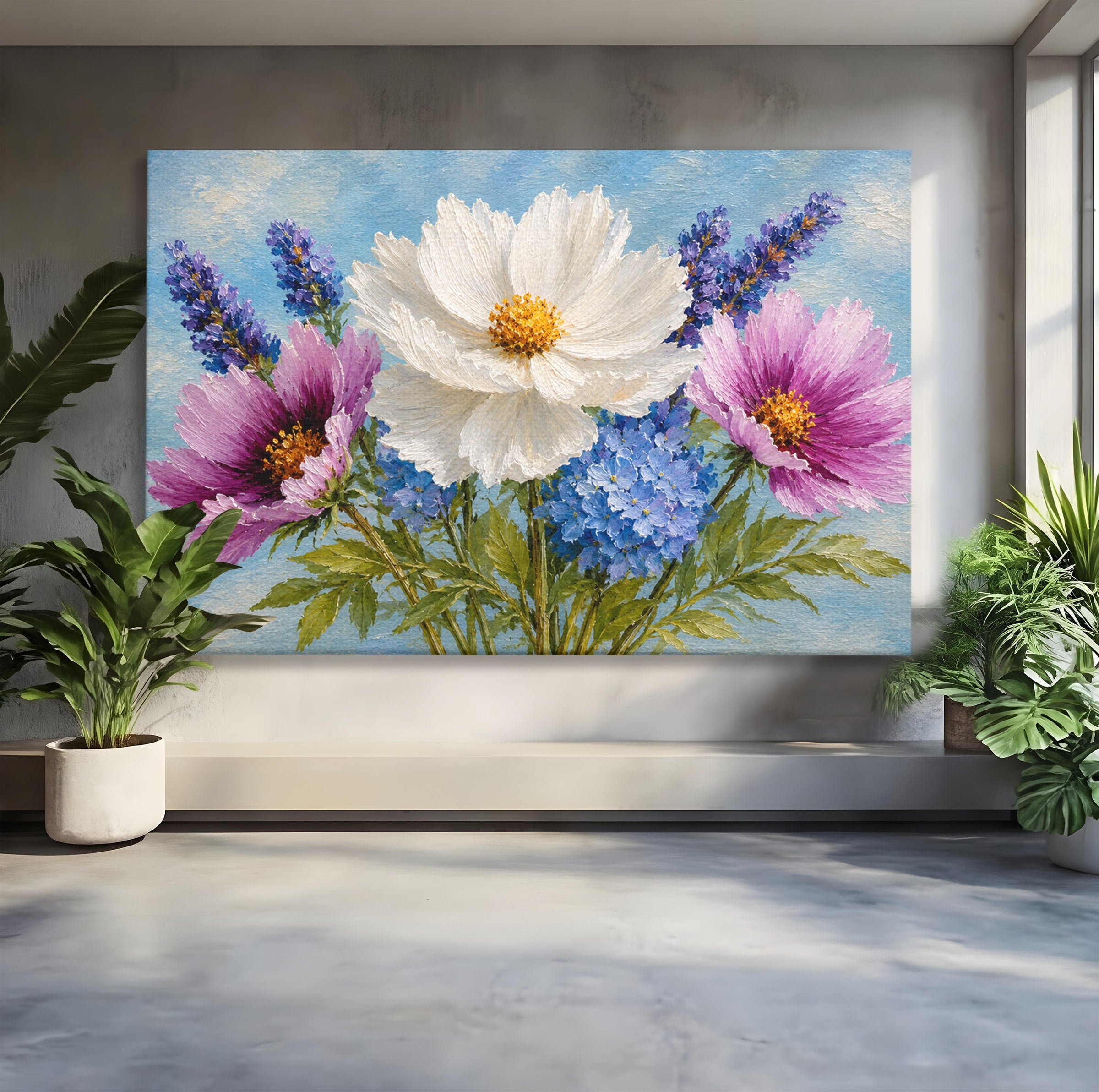 Tablou Canvas Premium LuxCanva® A1802, Flori De Vara, Flori, Vara, Natura, Living, Dormitor, Culori Vibrante