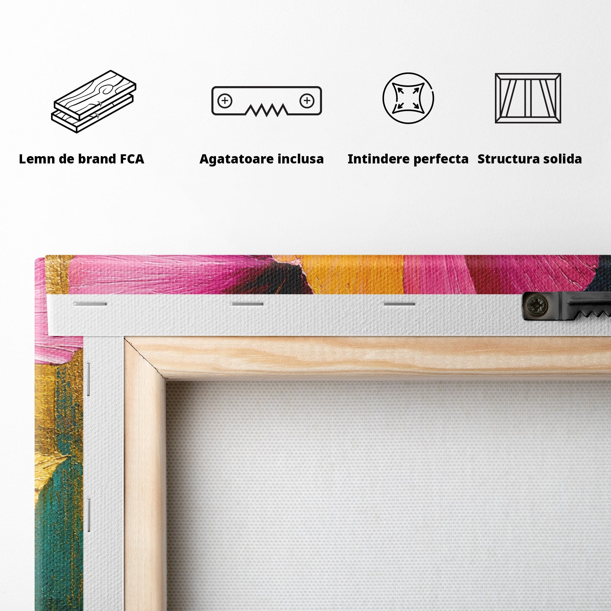 Tablou Canvas Premium LuxCanva® A1803, Flori Aurii, Flori, Auriu, Pictura, Natura, Living, Culori Vibrante
