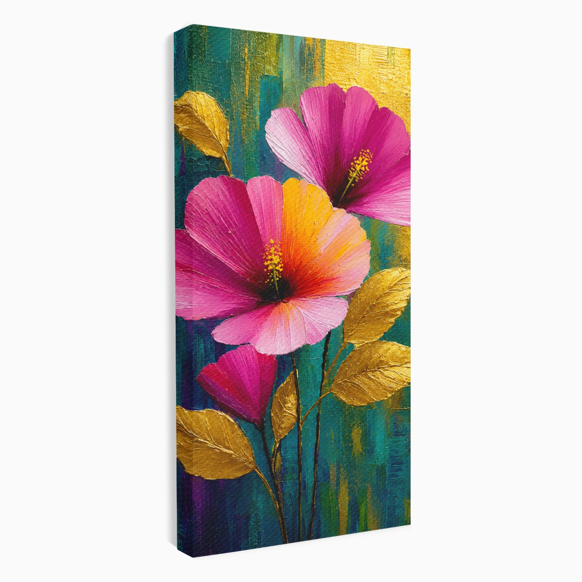 Tablou Canvas Premium LuxCanva® A1803, Flori Aurii, Flori, Auriu, Pictura, Natura, Living, Culori Vibrante