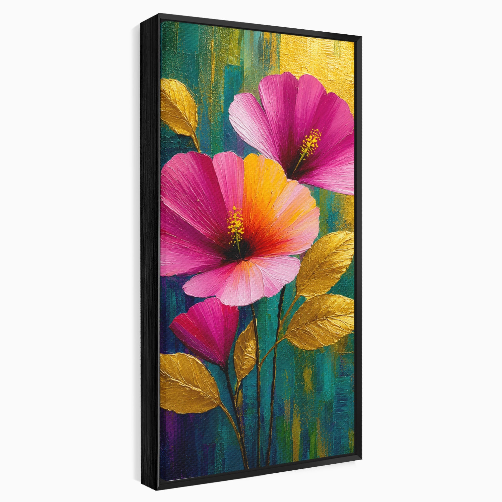 Tablou Canvas Premium LuxCanva® A1803, Flori Aurii, Flori, Auriu, Pictura, Natura, Living, Culori Vibrante