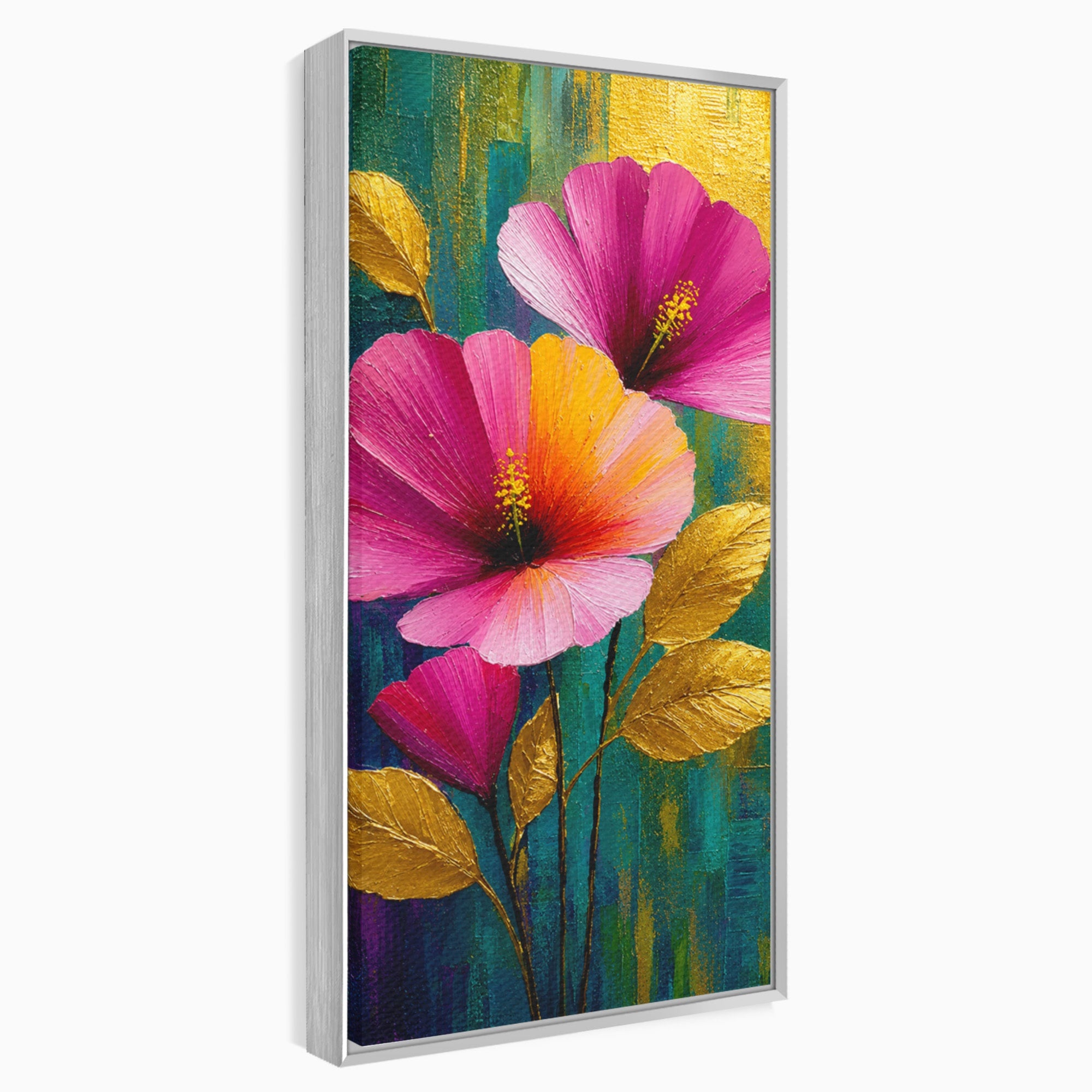 Tablou Canvas Premium LuxCanva® A1803, Flori Aurii, Flori, Auriu, Pictura, Natura, Living, Culori Vibrante