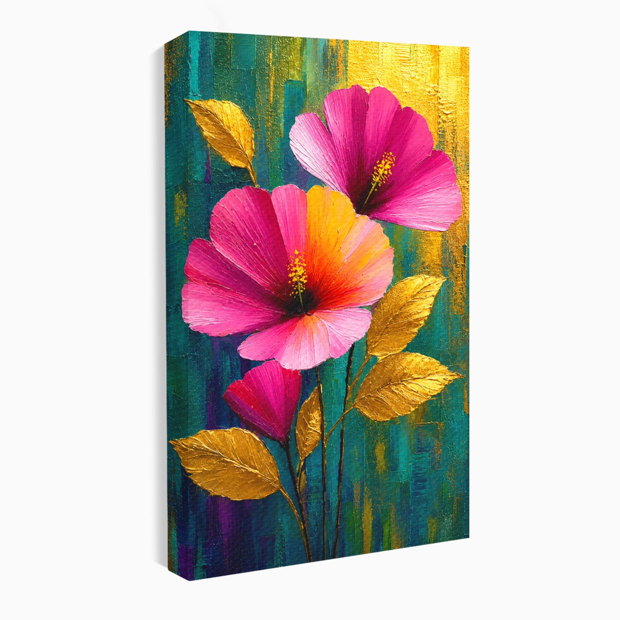 Tablou Canvas Premium LuxCanva® A1803, Flori Aurii, Flori, Auriu, Pictura, Natura, Living, Culori Vibrante