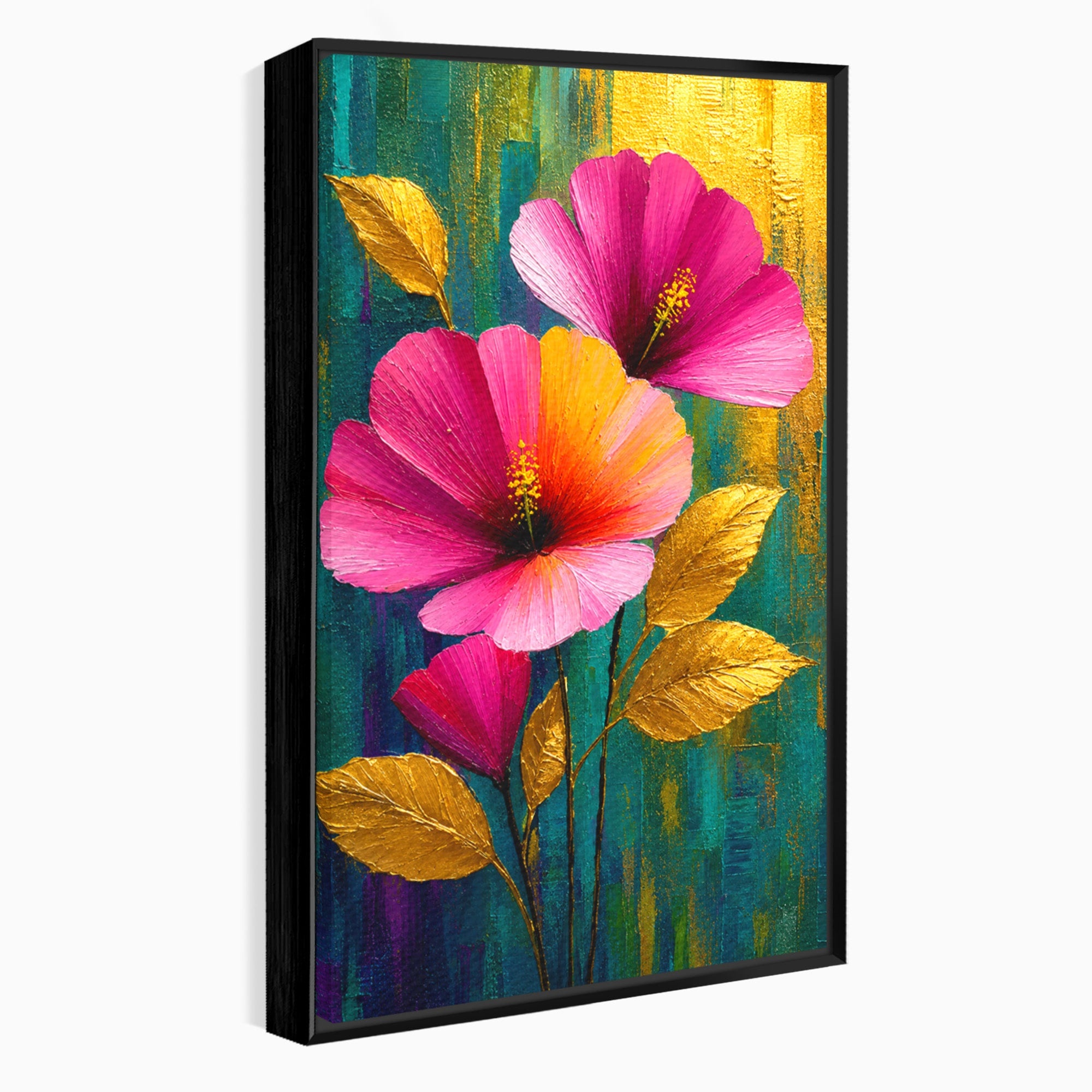 Tablou Canvas Premium LuxCanva® A1803, Flori Aurii, Flori, Auriu, Pictura, Natura, Living, Culori Vibrante